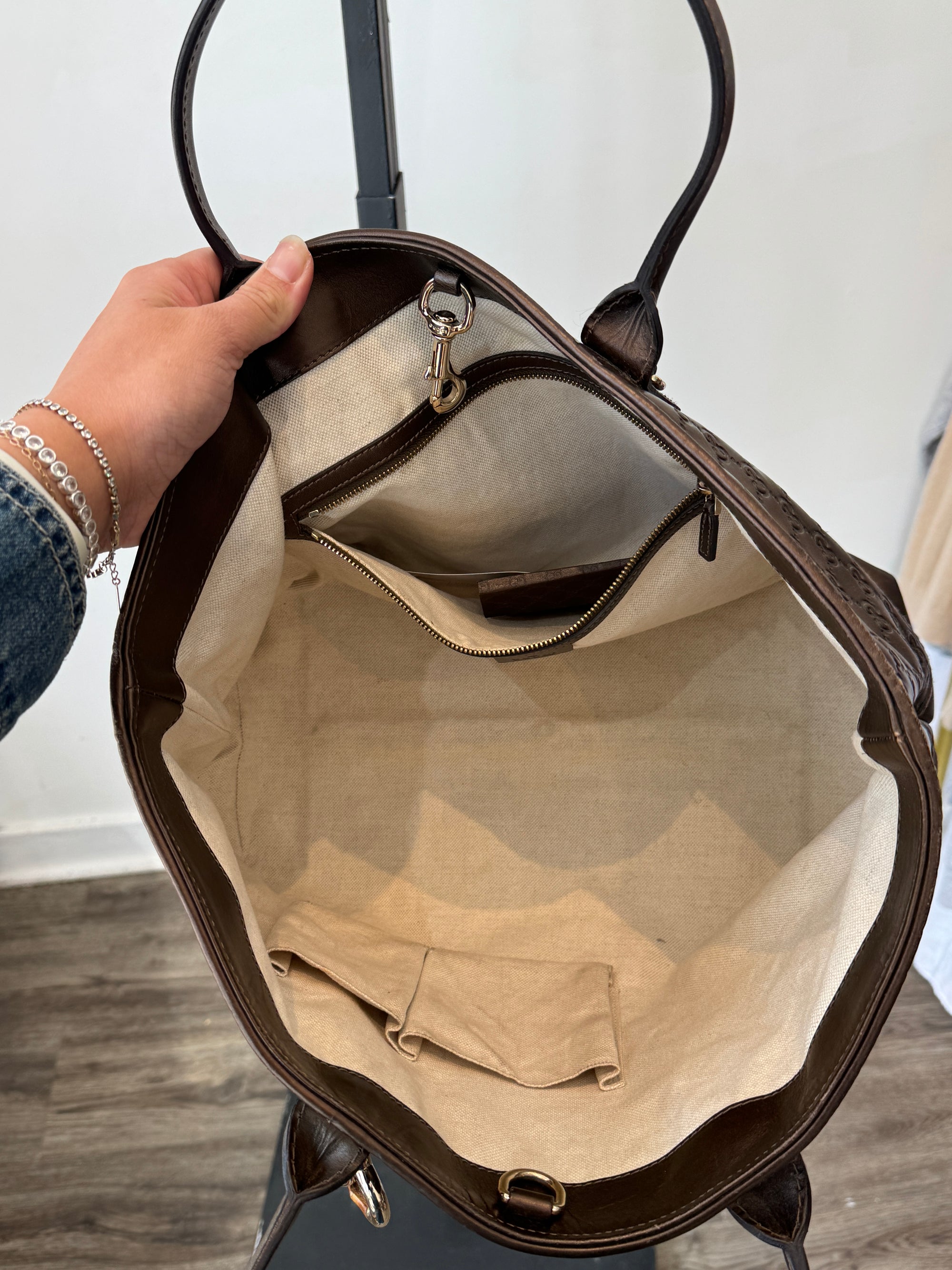 Gucci GG Tote Handbag Bronze