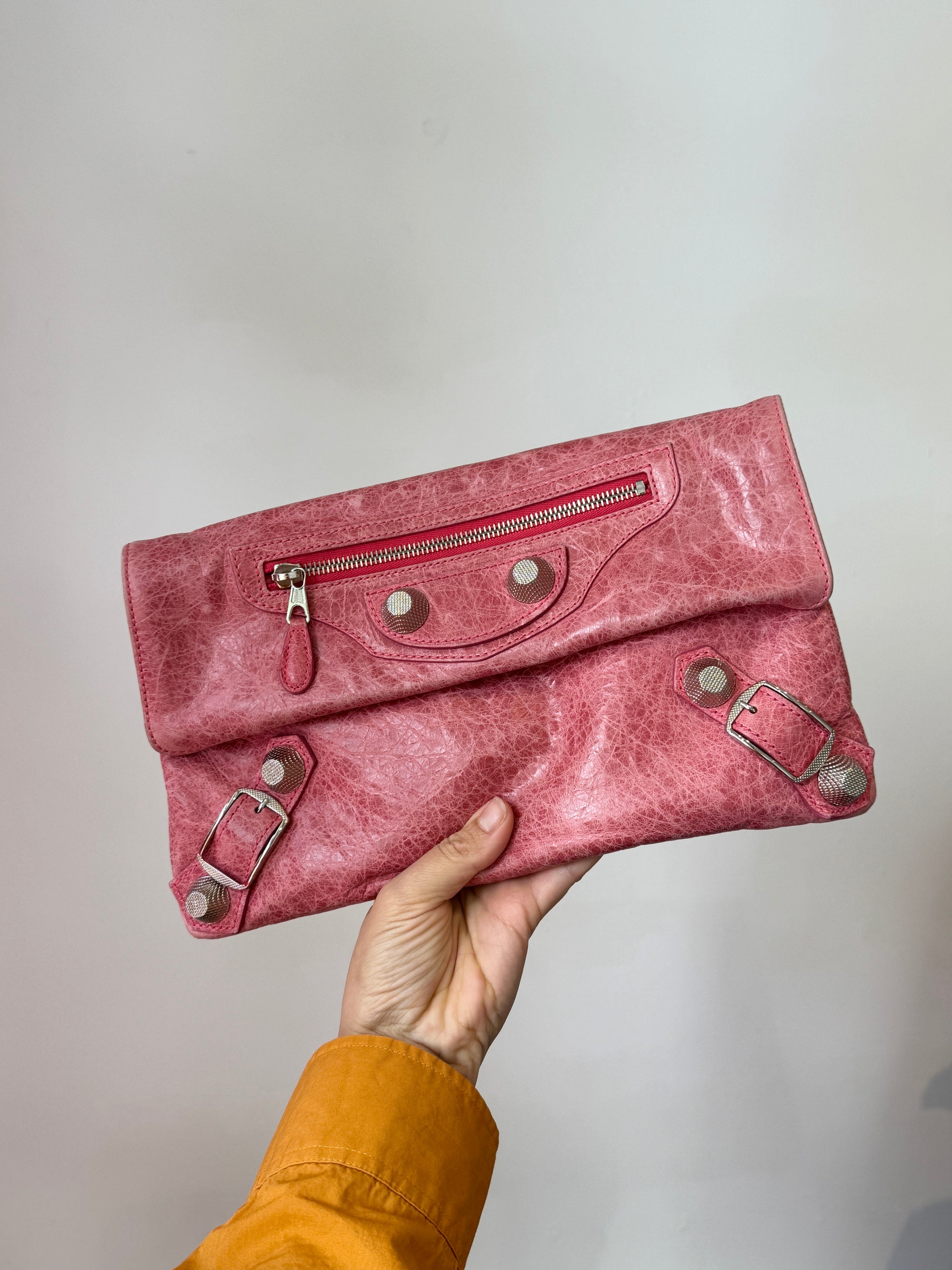 Balenciaga Foldover Clutch Pink