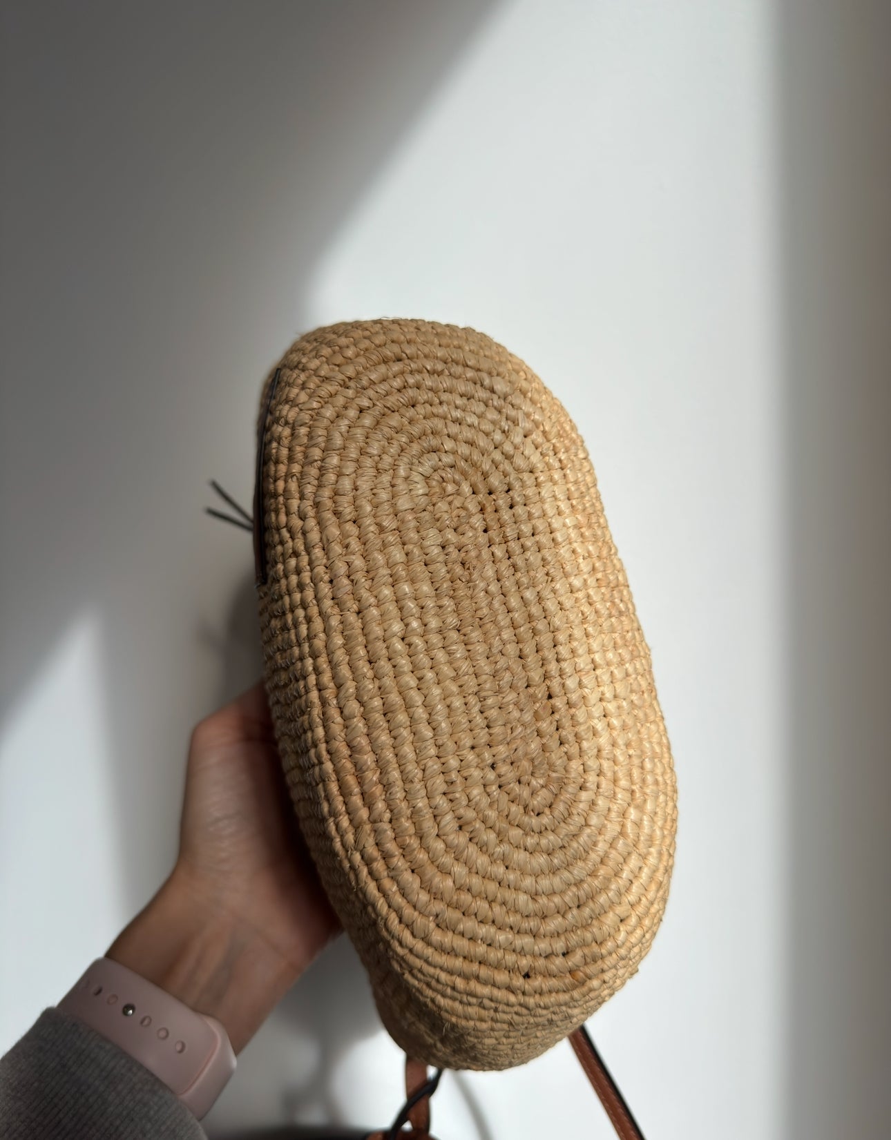 Loewe Slit Pochette Bag in Raffia and Calfskin