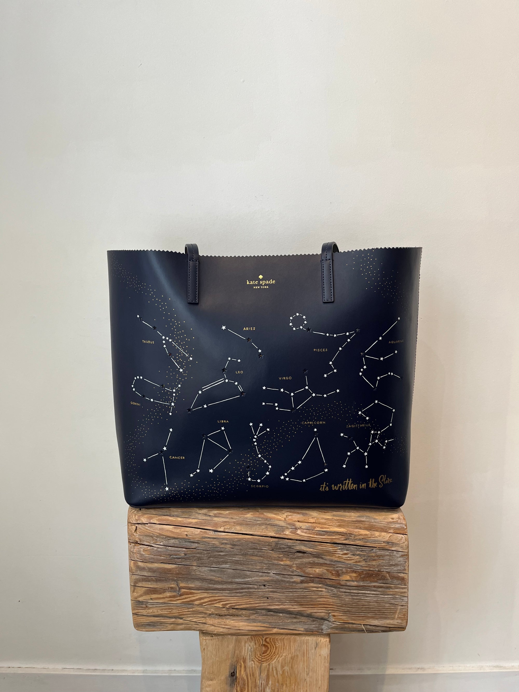 Kate Spade Leather Constellation Large Tote Bag, Navy