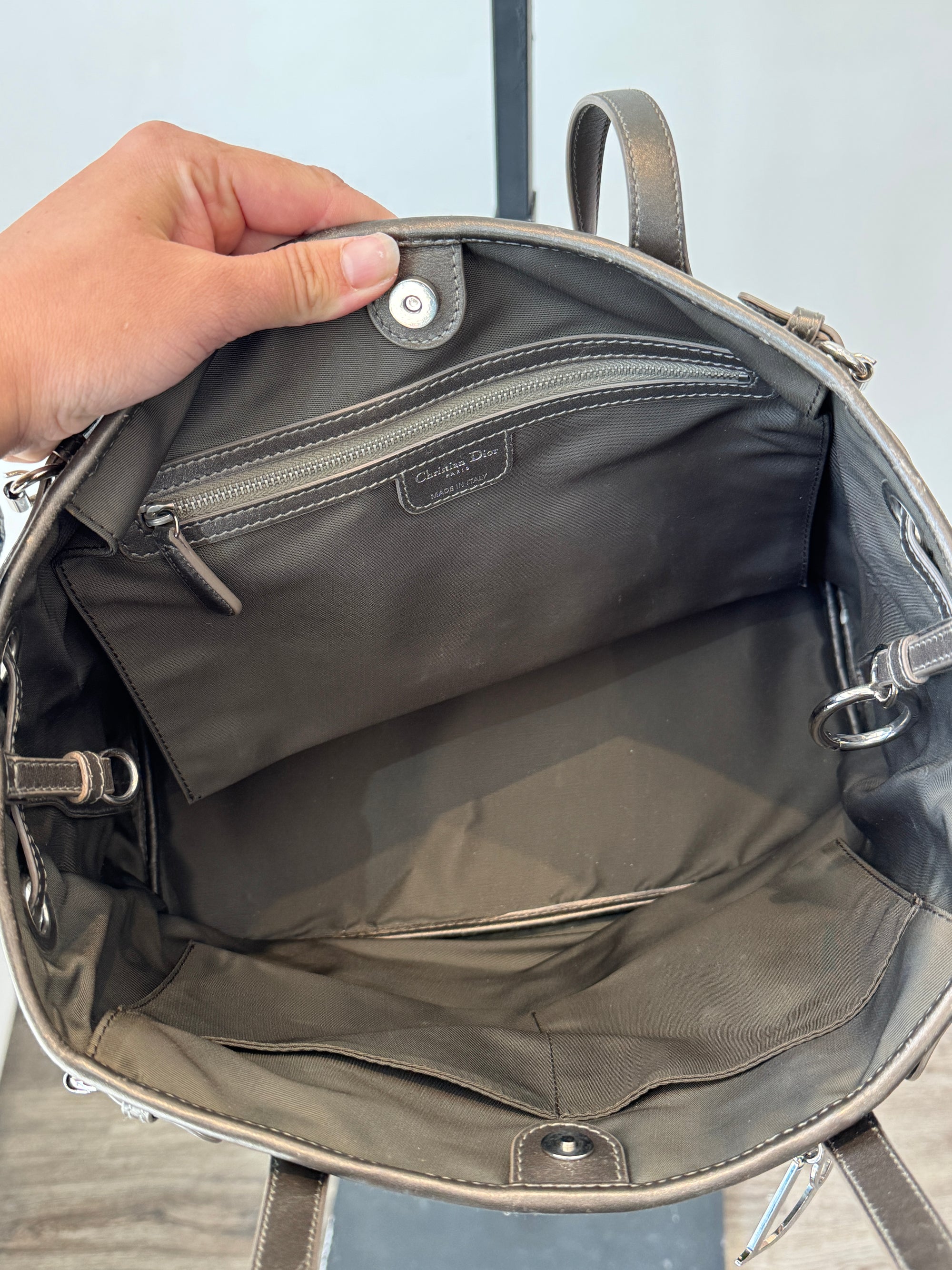 Christian Dior Cannage Tote Gunmetal