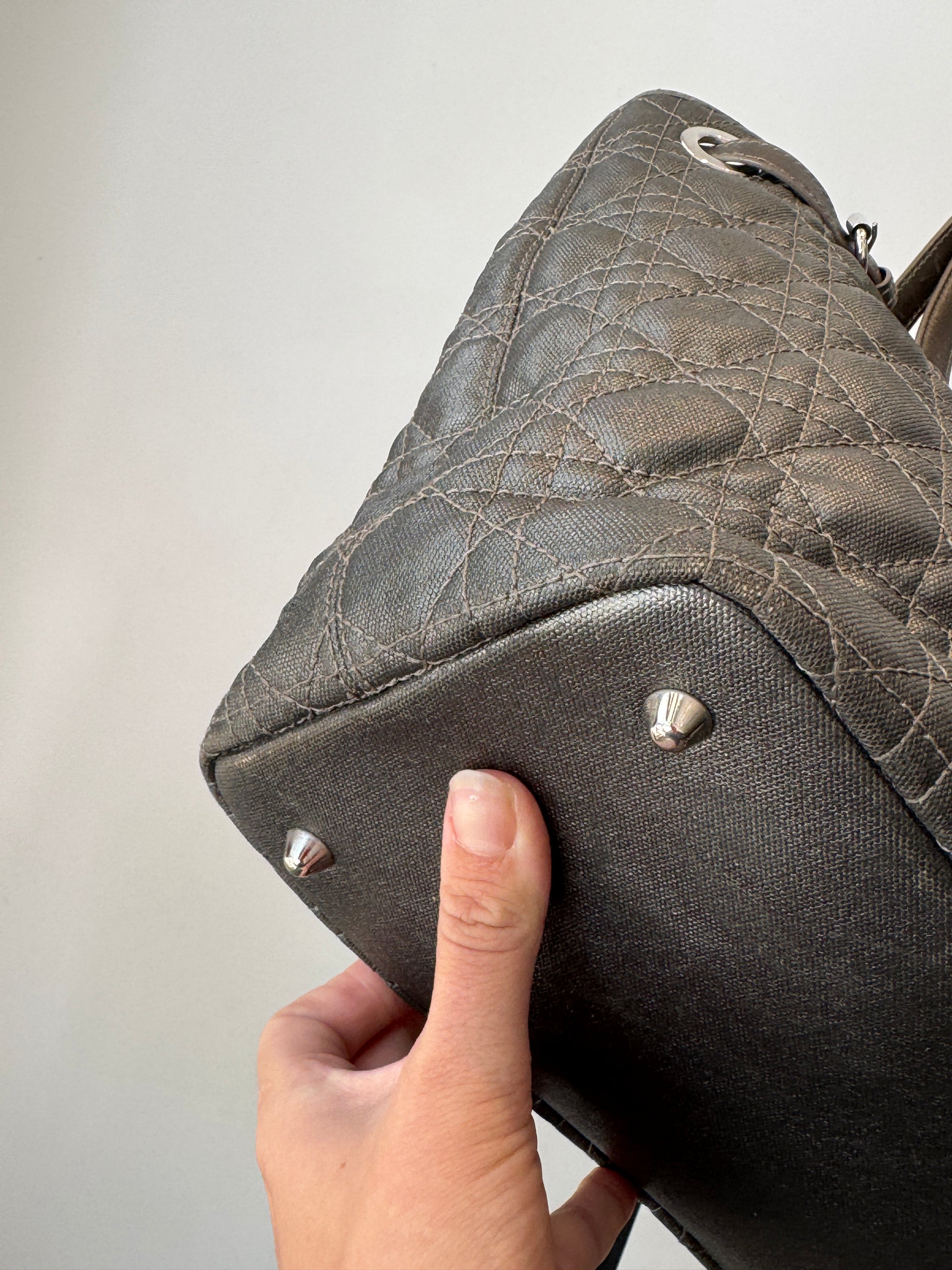 Christian Dior Cannage Tote Gunmetal