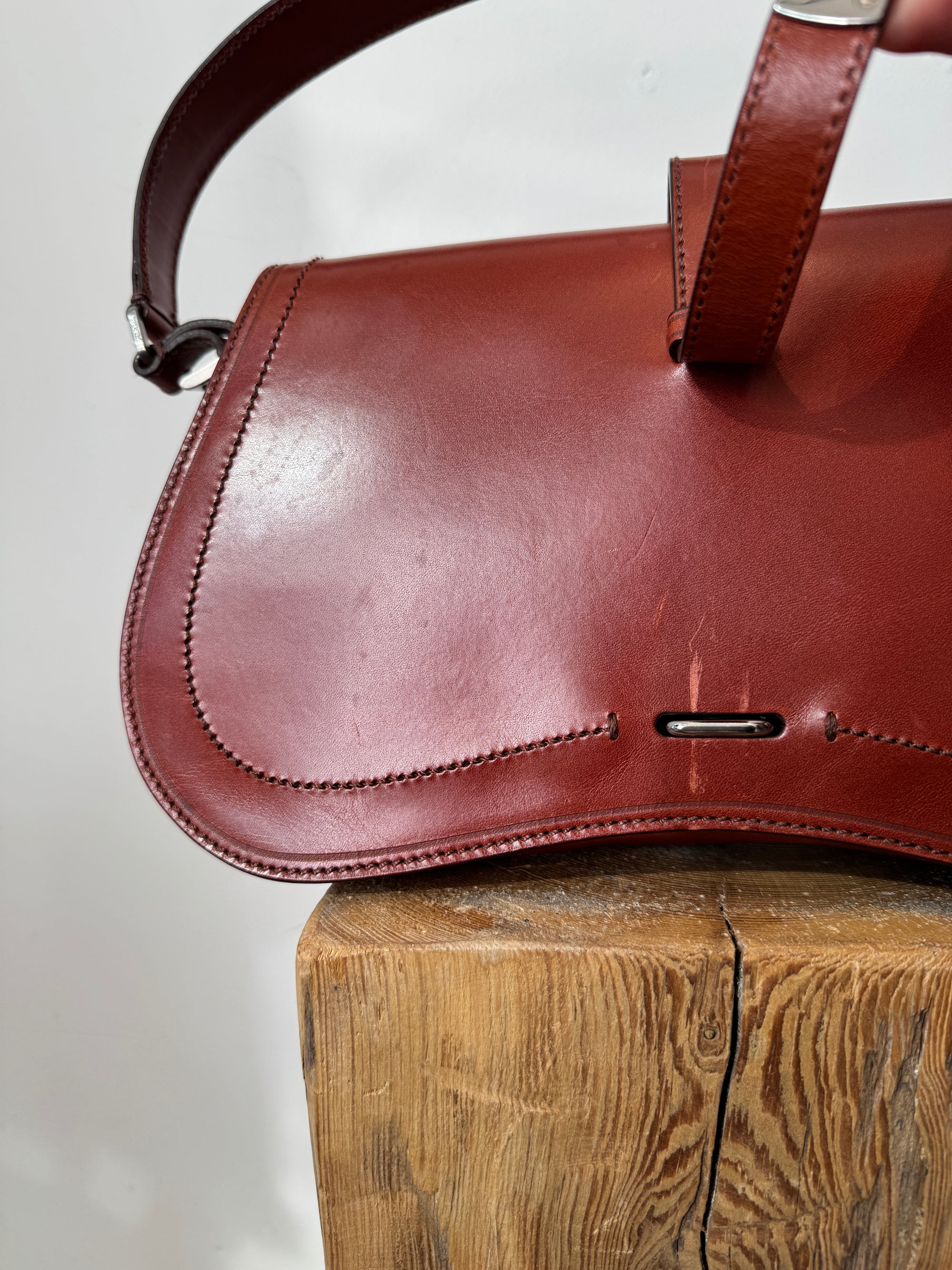 Prada Vitello England Shoulder Bag, Brown/Rust