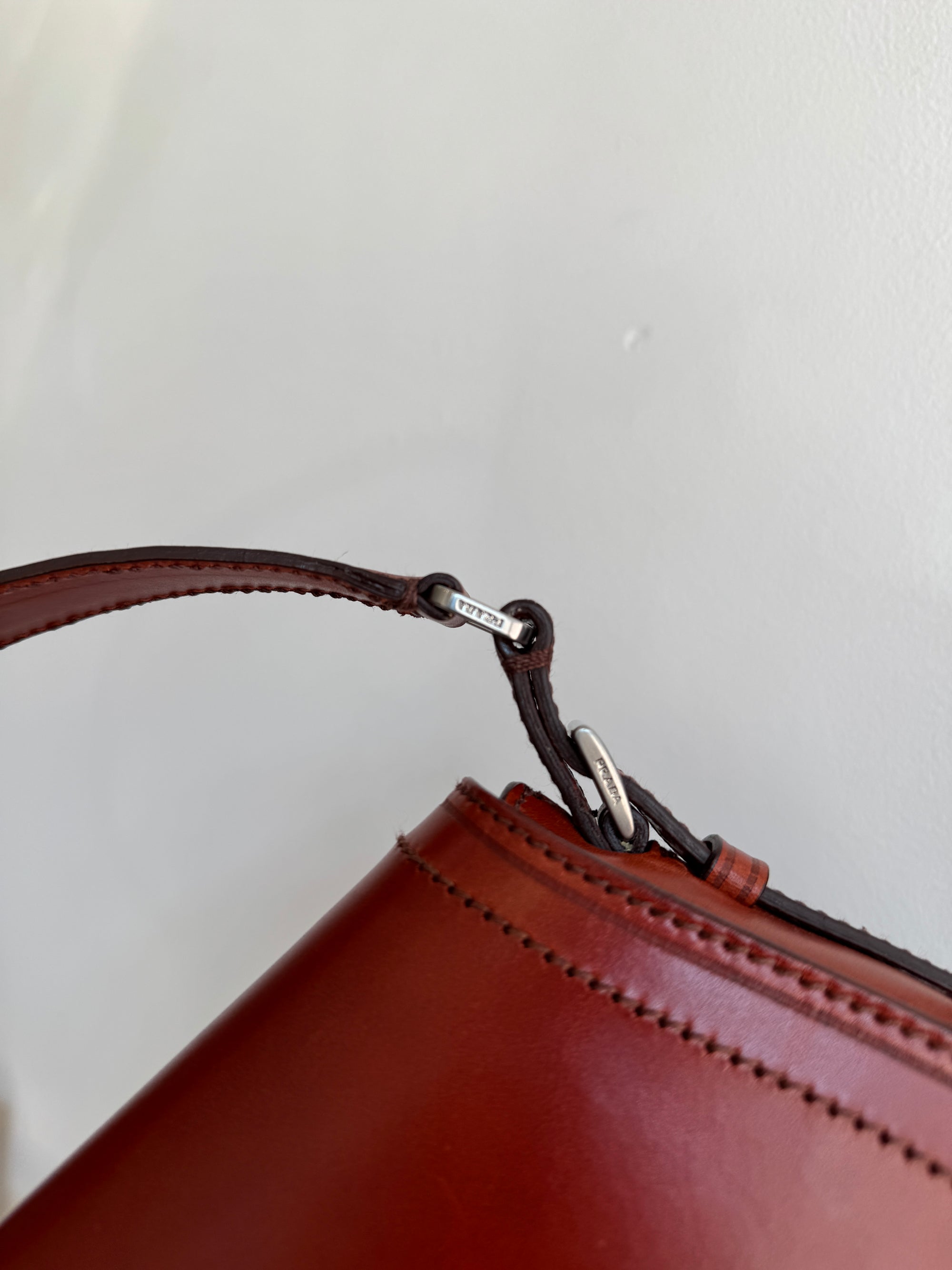 Prada Vitello England Shoulder Bag, Brown/Rust