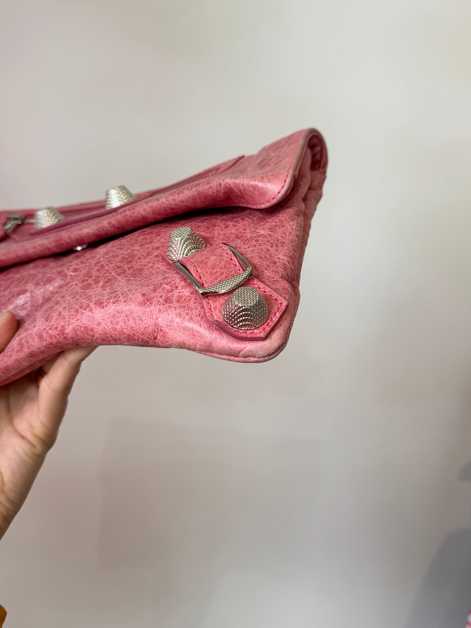 Balenciaga Foldover Clutch Pink