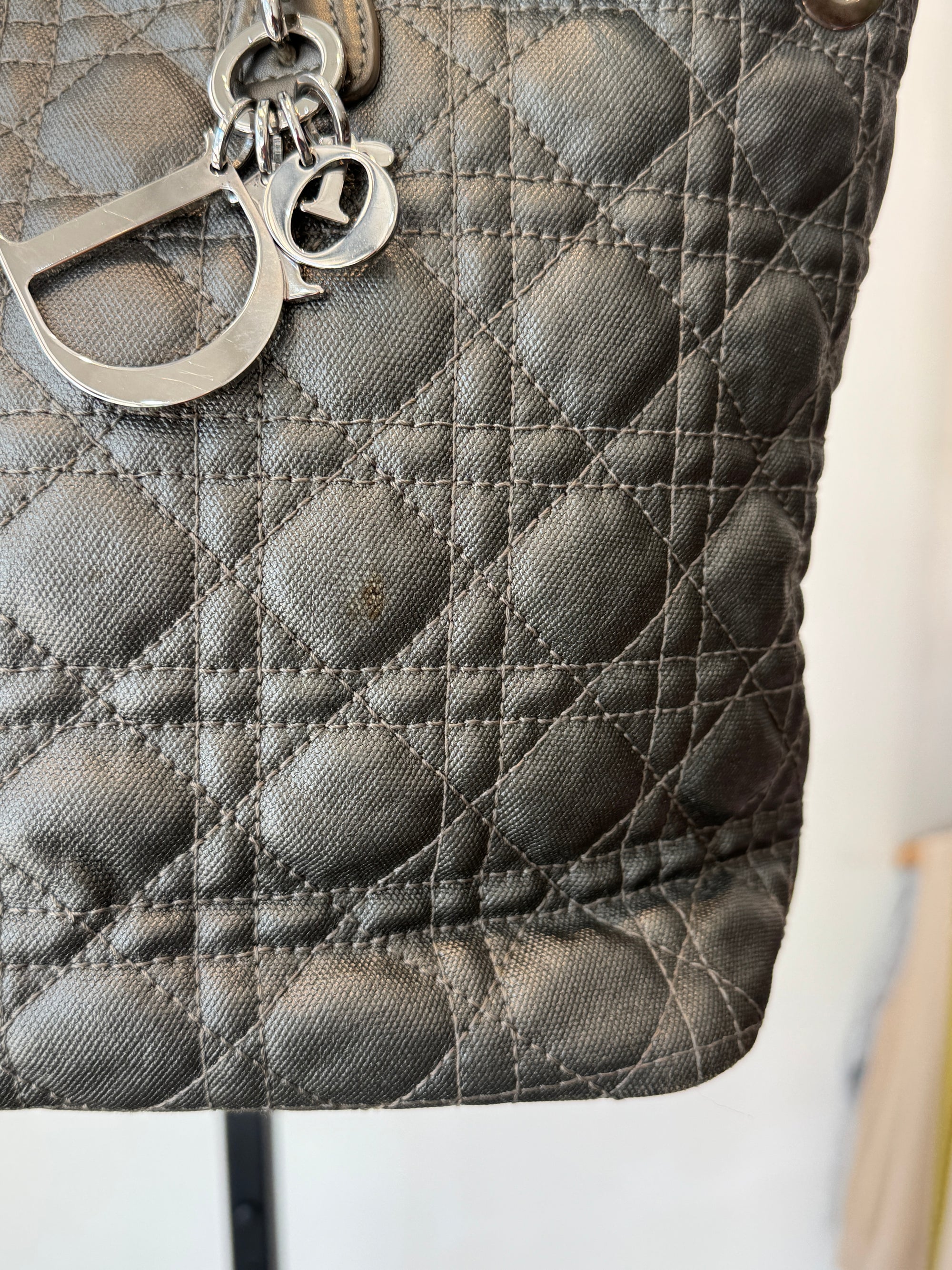 Christian Dior Cannage Tote Gunmetal