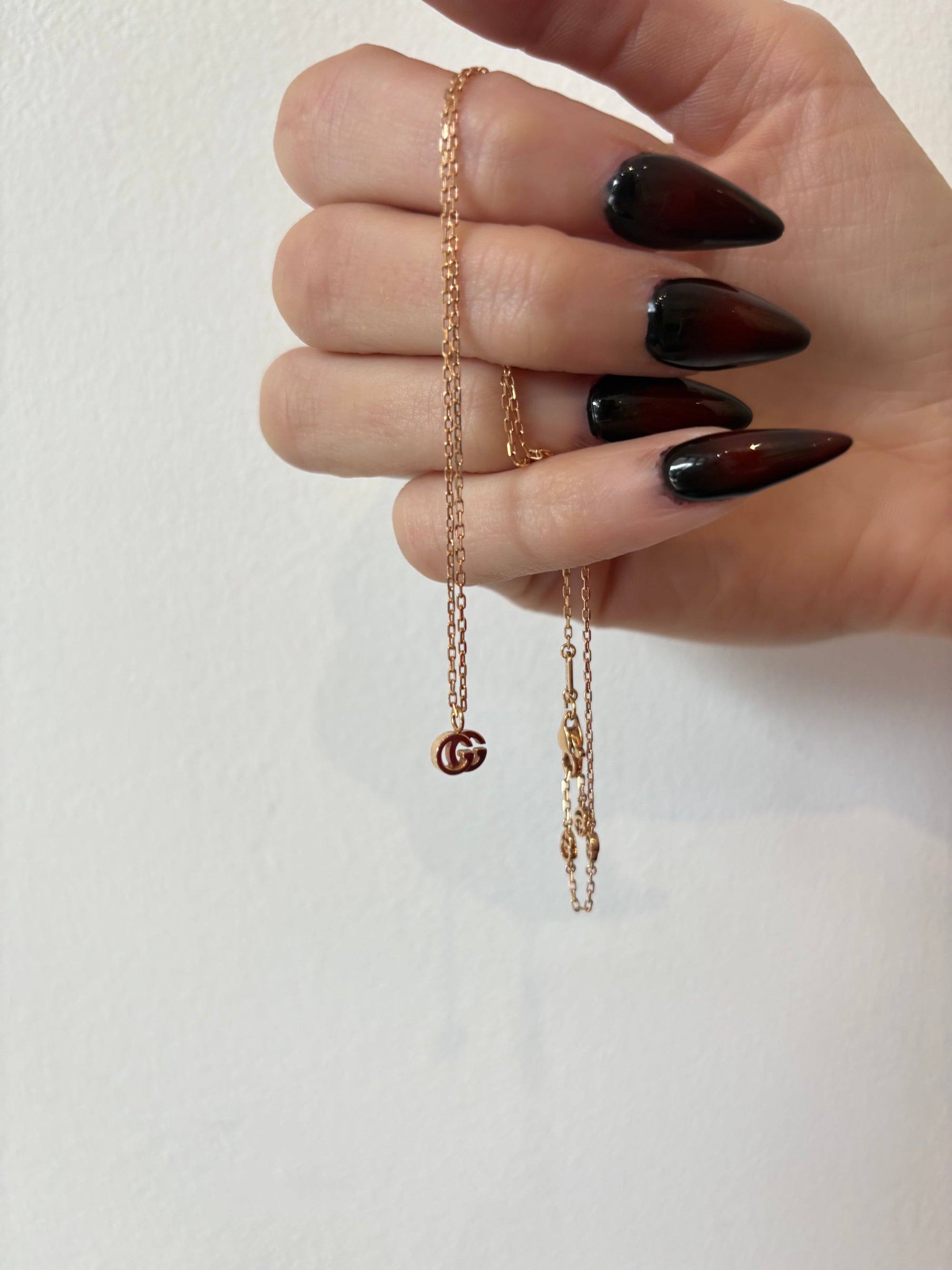 Gucci 18k Rose Gold Running GG Pendant Necklace