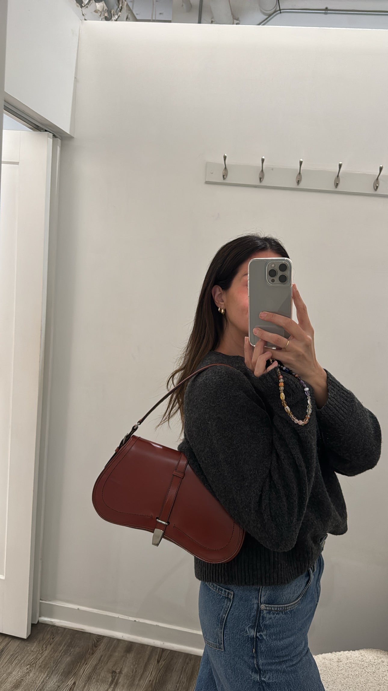 Prada Vitello England Shoulder Bag, Brown/Rust