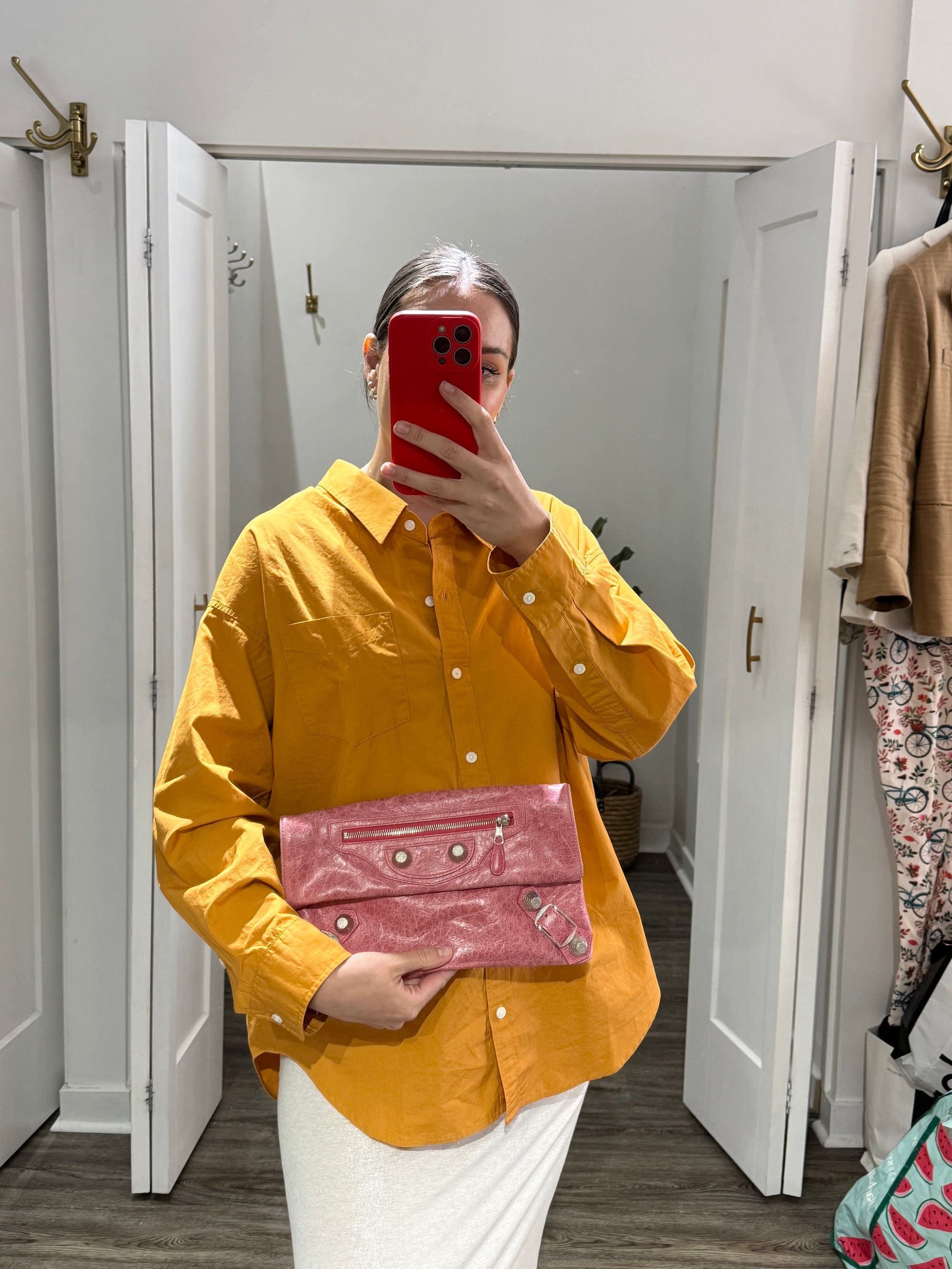 Balenciaga Foldover Clutch Pink