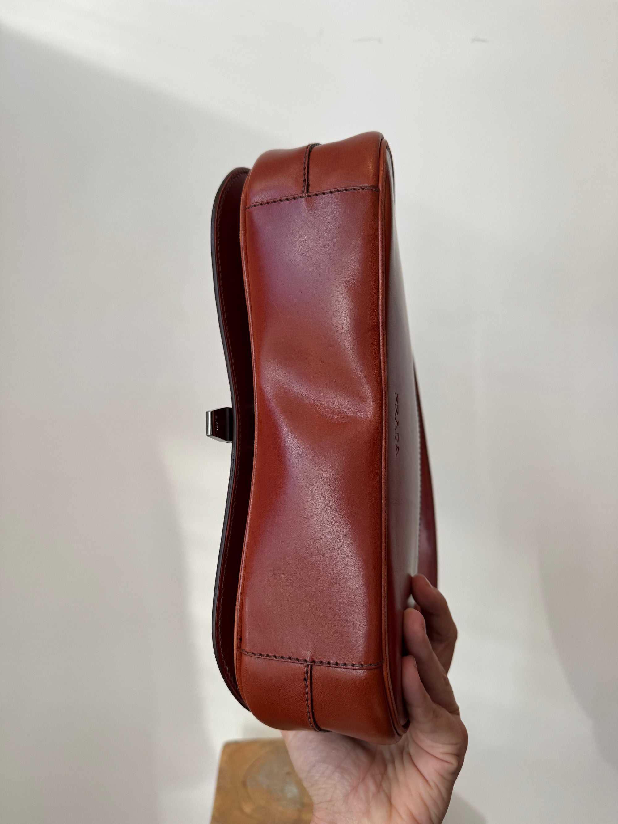 Prada Vitello England Shoulder Bag, Brown/Rust