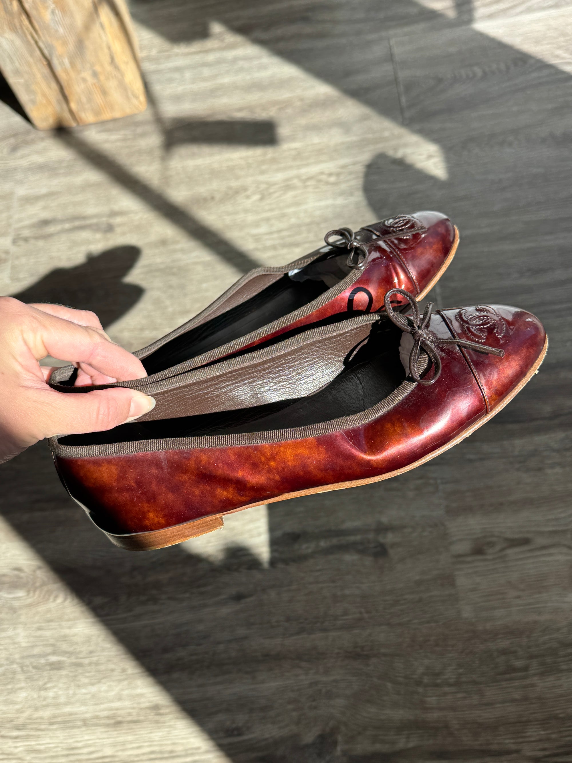 Chanel Ballerina Flats Brown Tortoise, 39.5