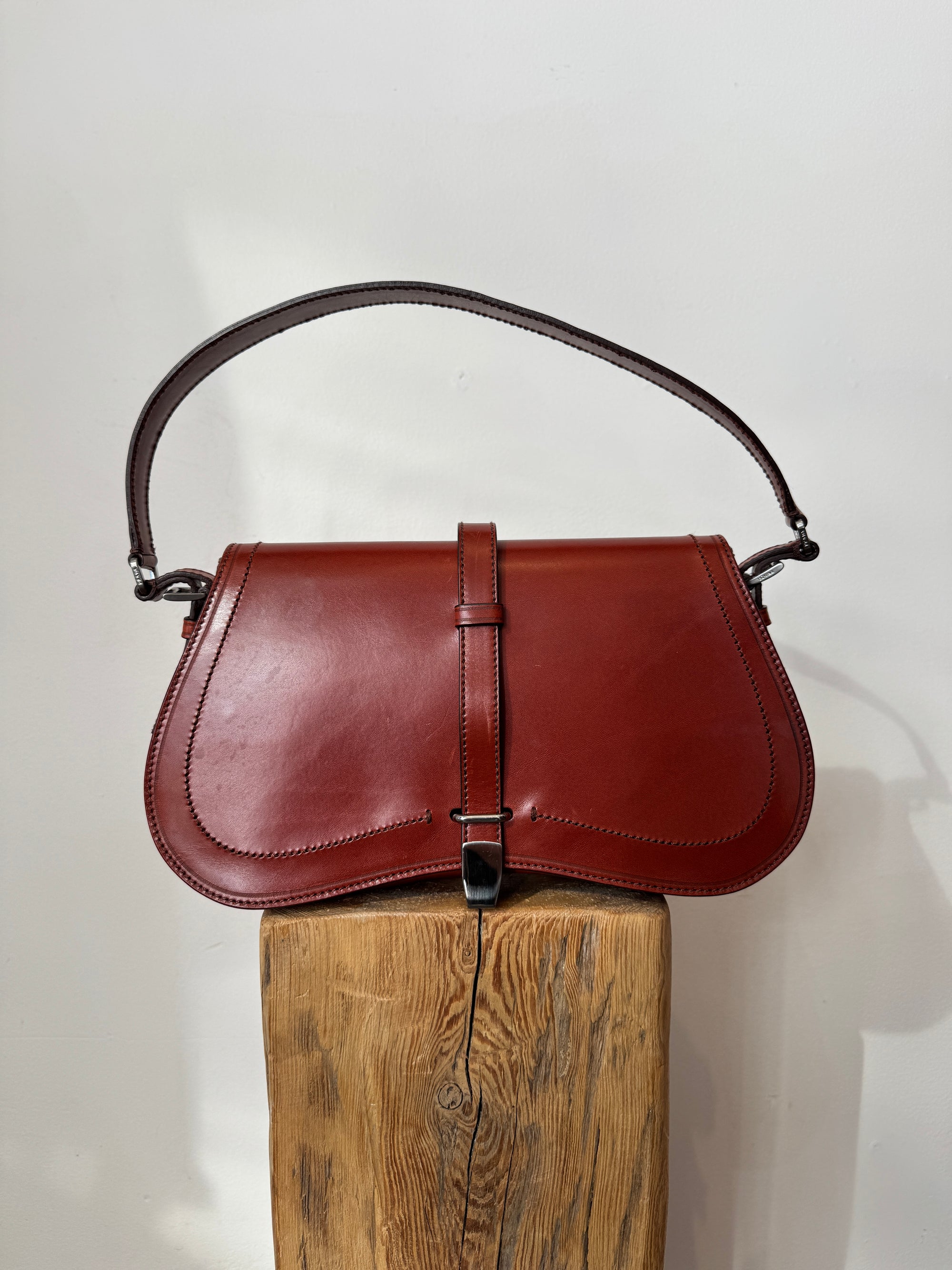 Prada Vitello England Shoulder Bag, Brown/Rust