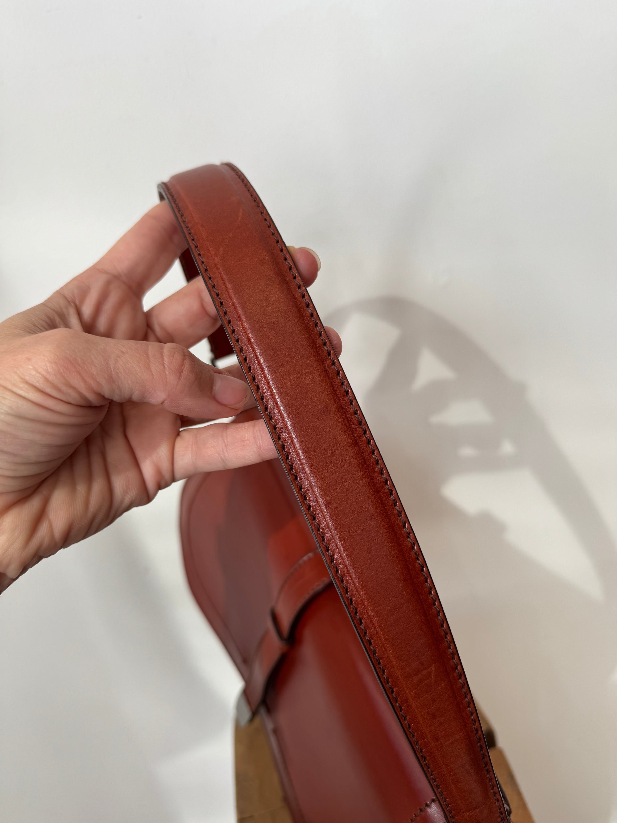 Prada Vitello England Shoulder Bag, Brown/Rust