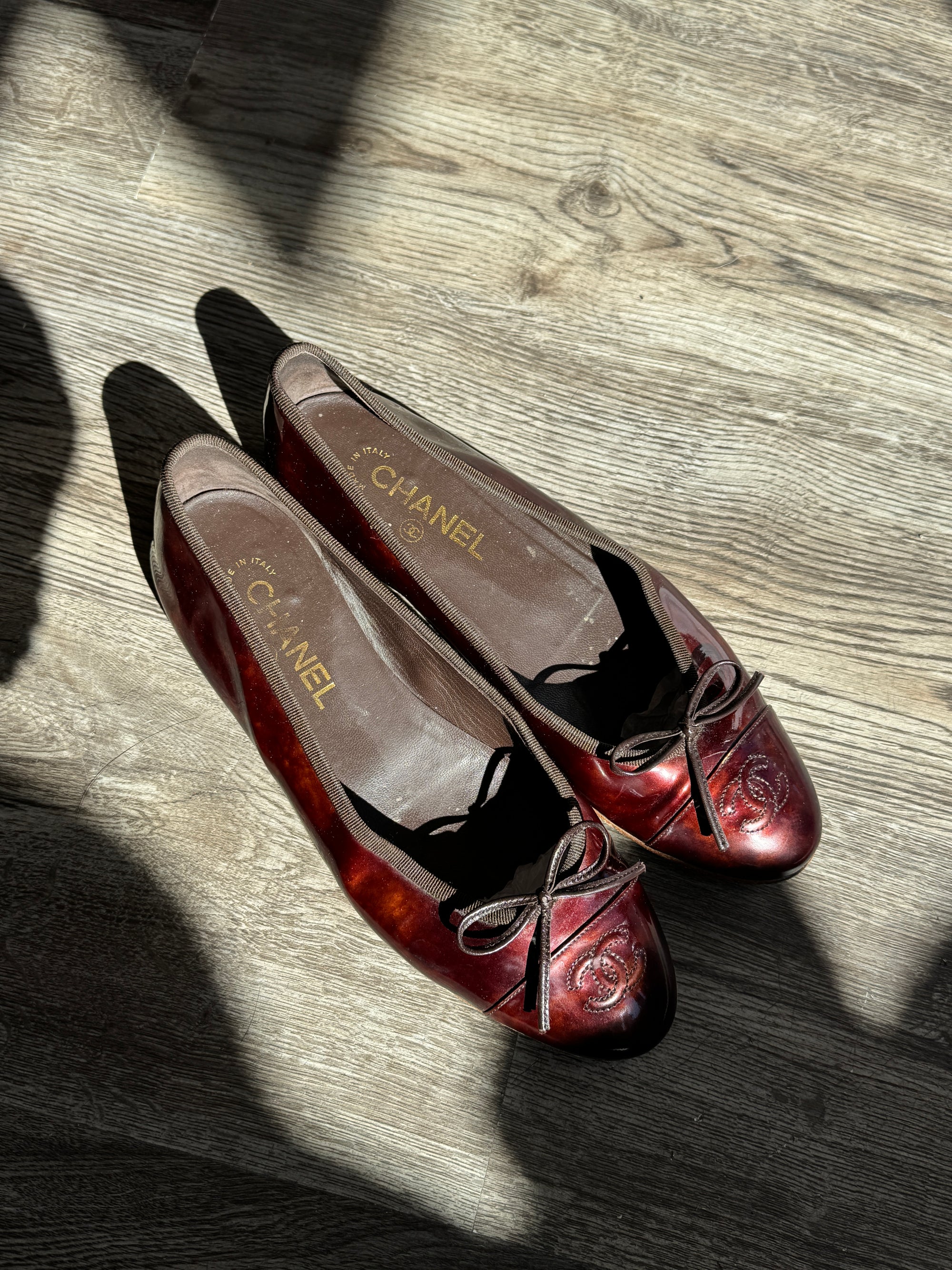 Chanel Ballerina Flats Brown Tortoise, 39.5