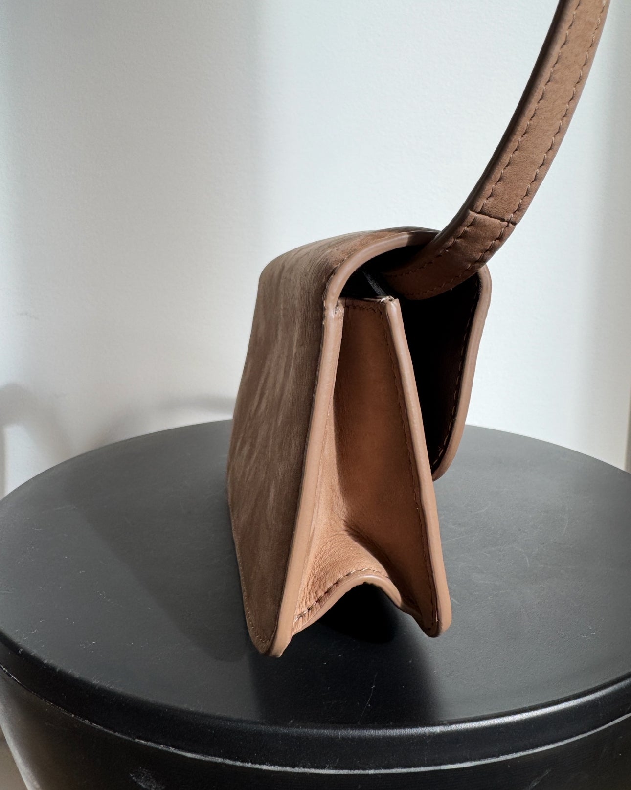 The Row E/W Sofia Suede Crossbody Handbag Taupe