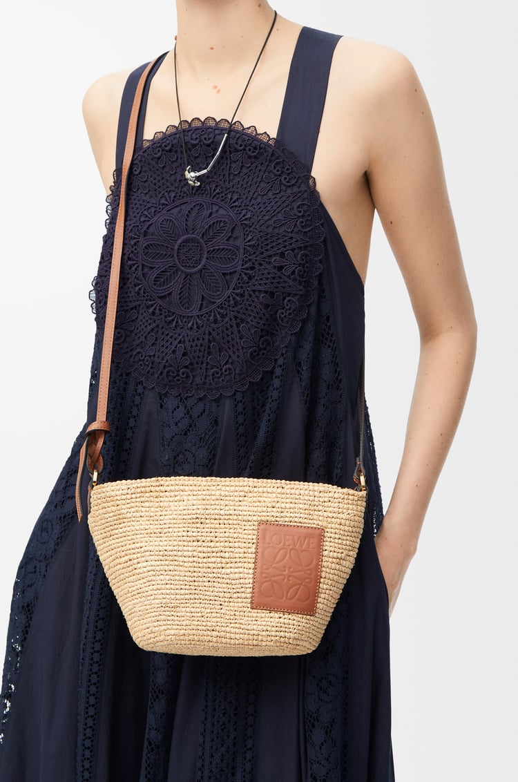Loewe Slit Pochette Bag in Raffia and Calfskin
