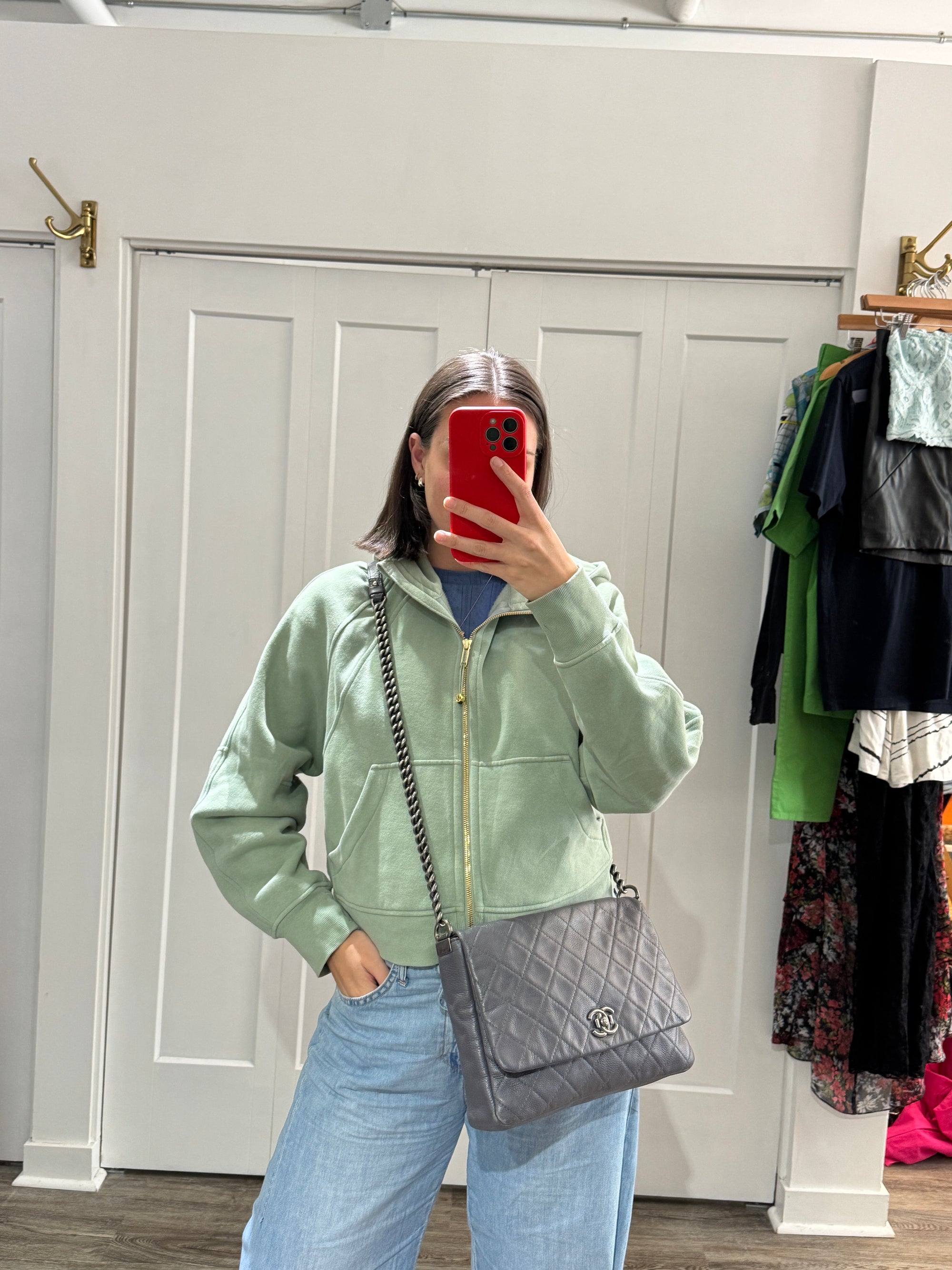 Chanel 2015 Lambskin Quilted Couture Messenger Bag Grey