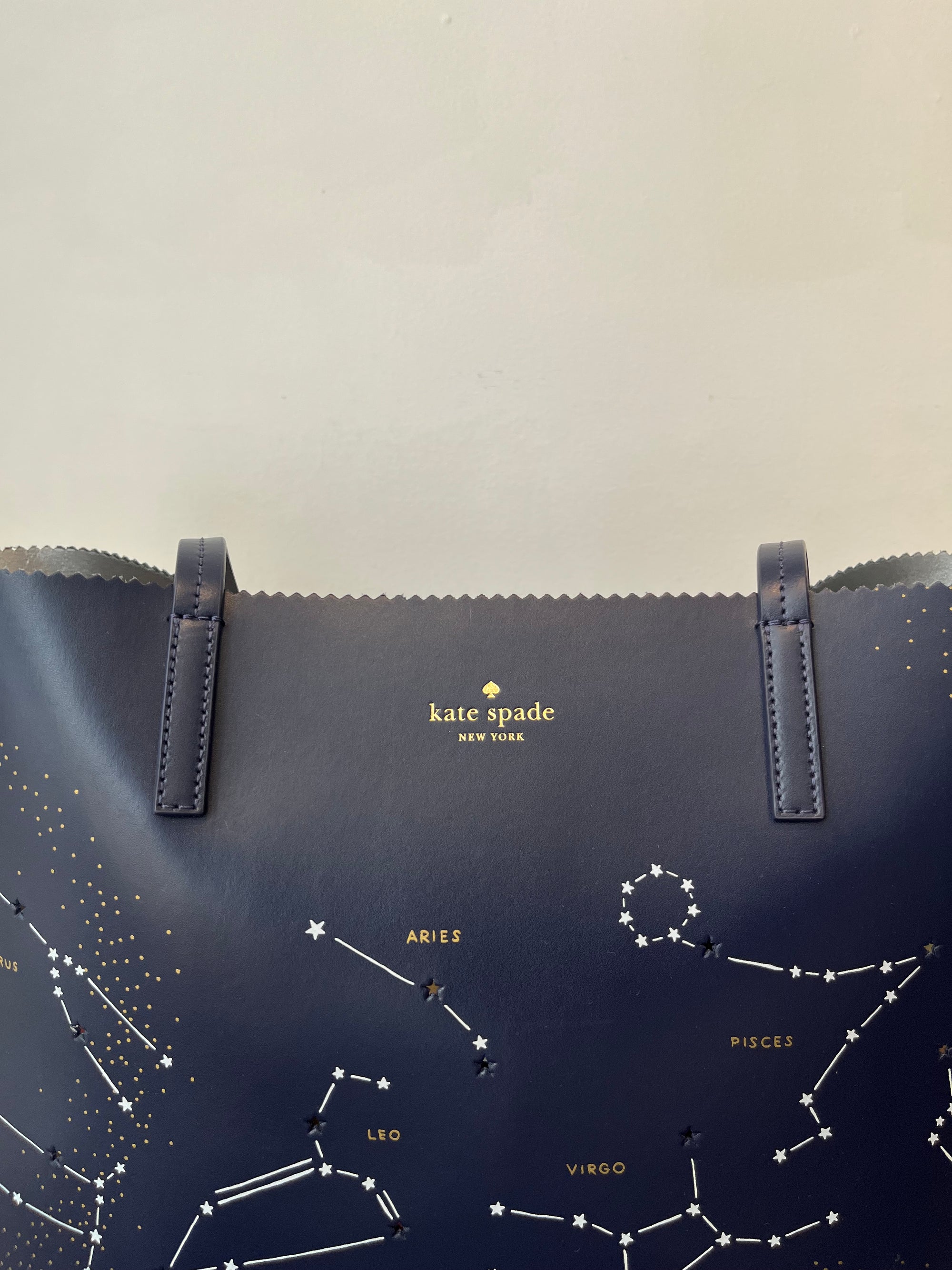 Kate Spade Leather Constellation Large Tote Bag, Navy