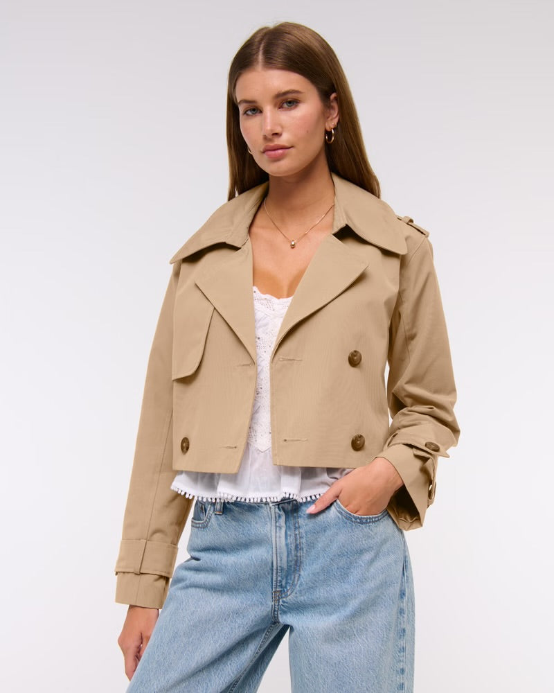 Abercrombie and Fitch Cropped Trench Tan, S