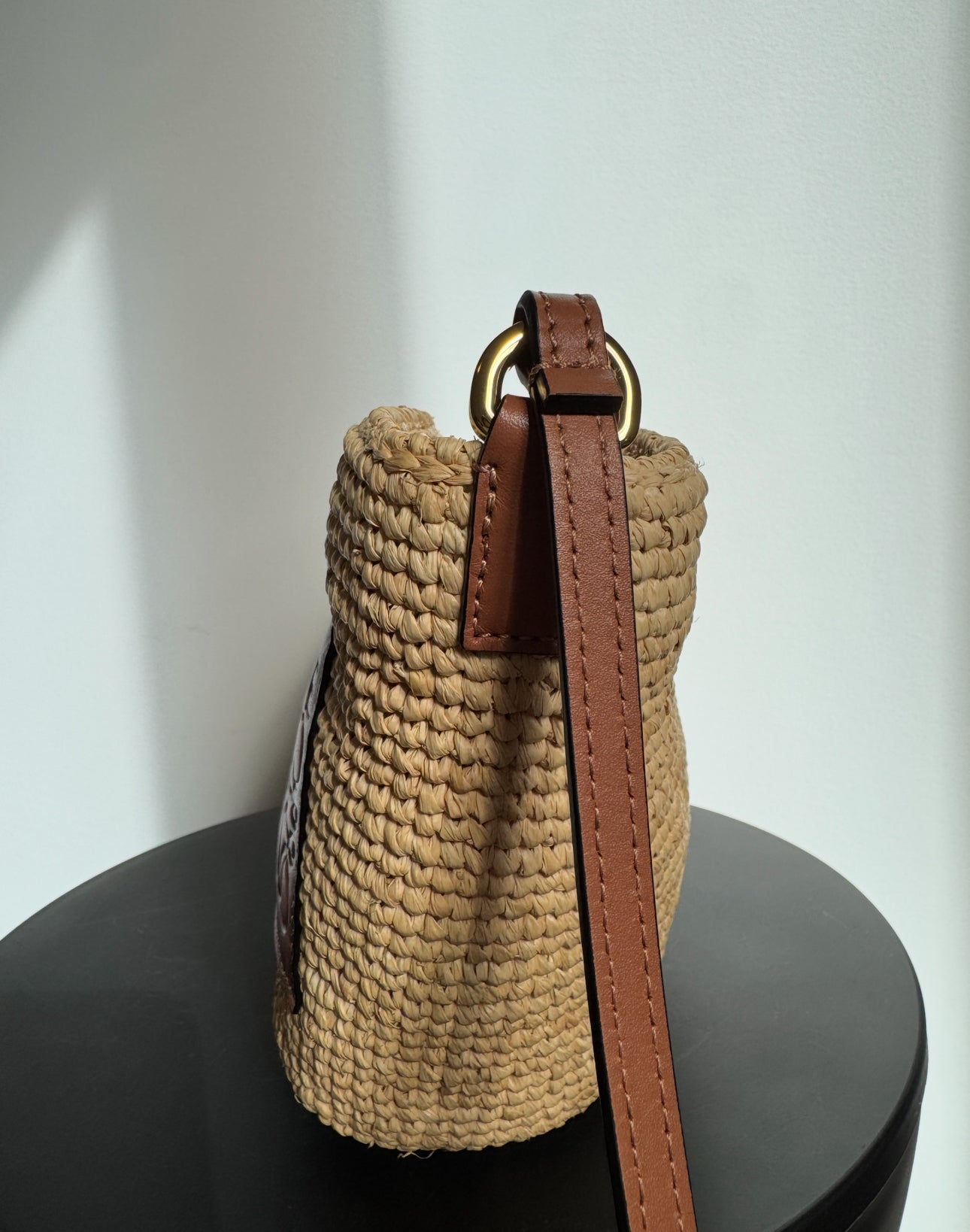 Loewe Slit Pochette Bag in Raffia and Calfskin