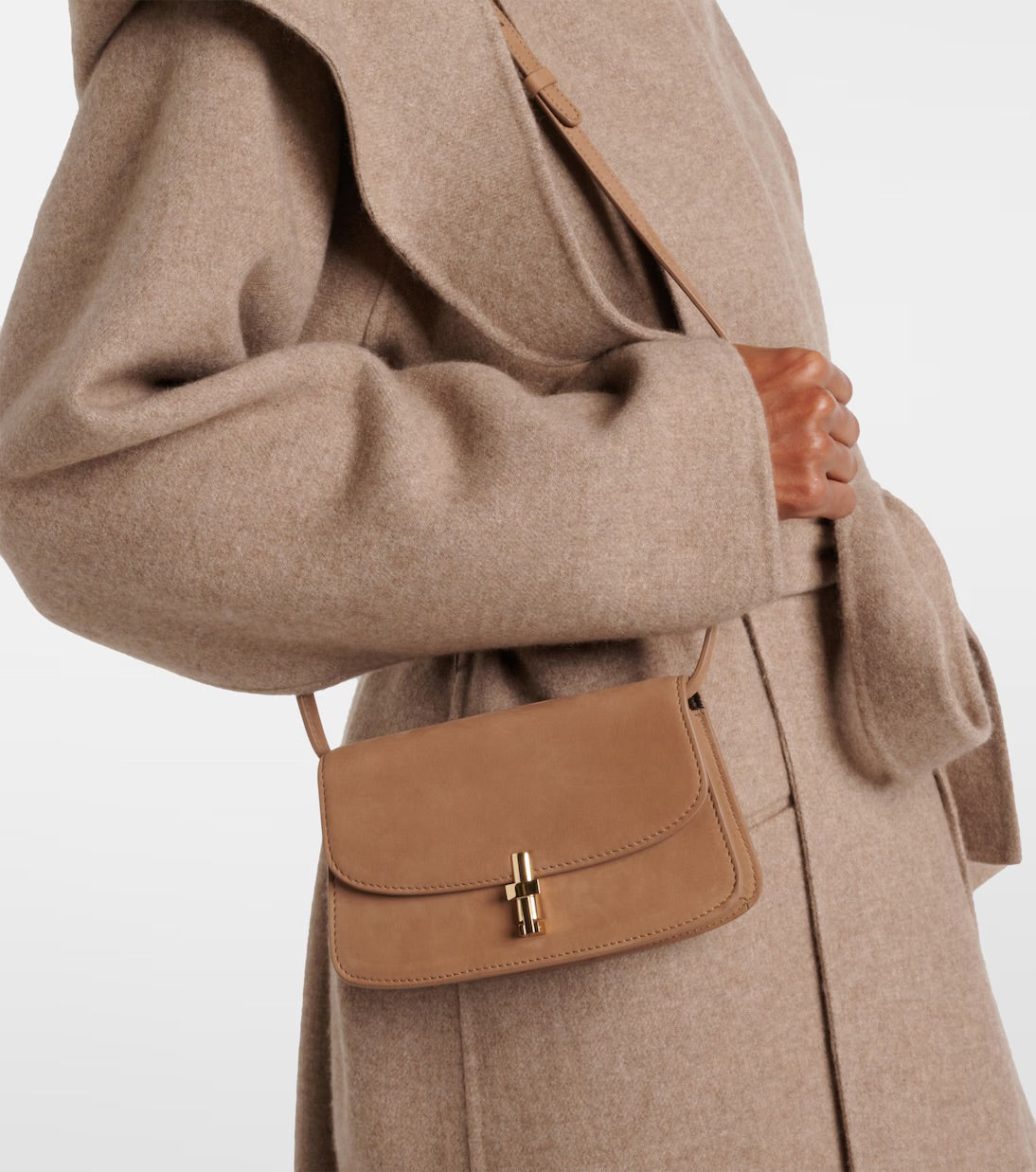 The Row E/W Sofia Suede Crossbody Handbag Taupe