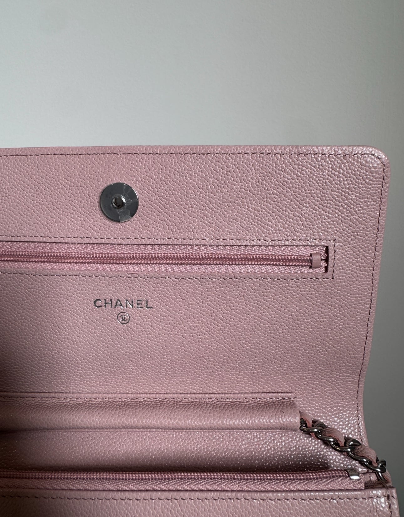 Chanel Wallet on Chain, 2023, Caviar Quilted Leather,  Pink with Silver Hardware