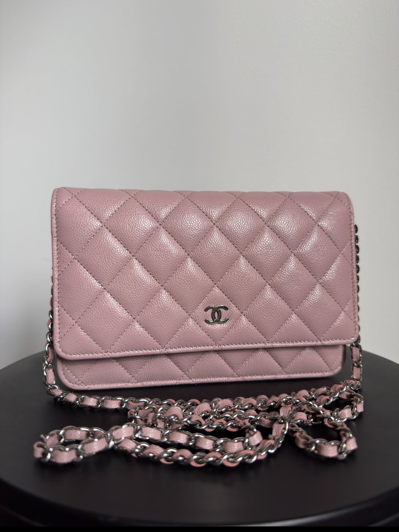 Chanel Wallet on Chain, 2023, Caviar Quilted Leather,  Pink with Silver Hardware
