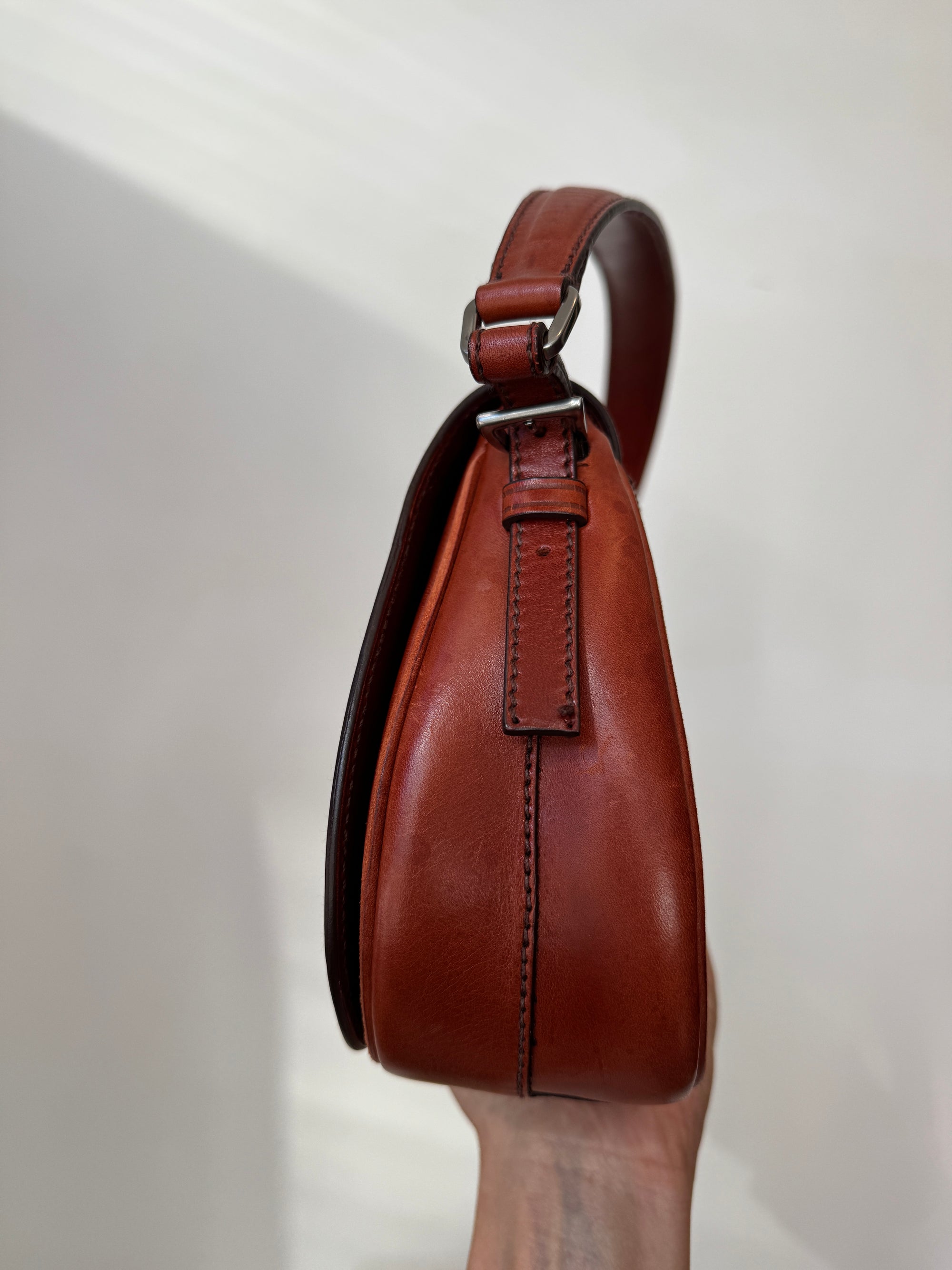 Prada Vitello England Shoulder Bag, Brown/Rust