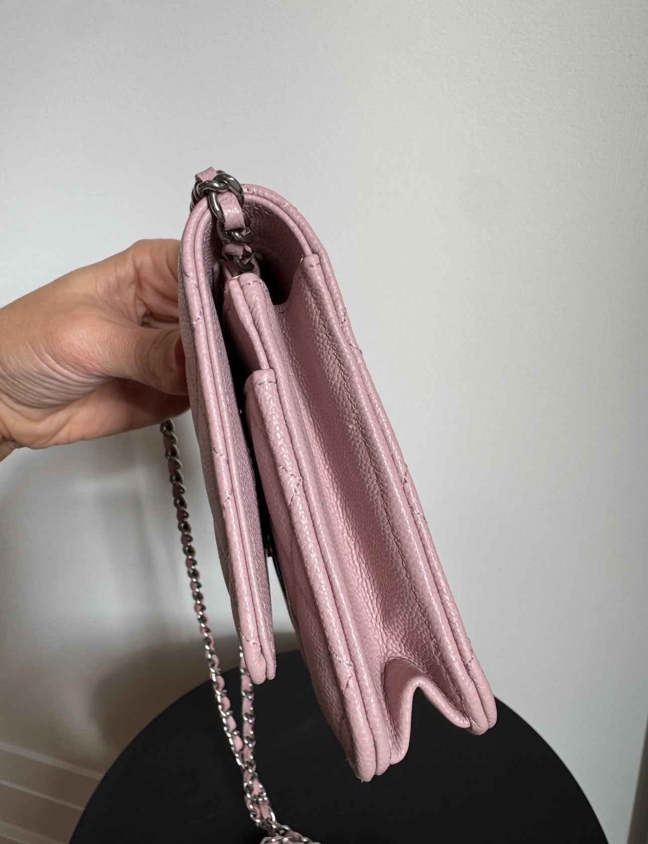 Chanel Wallet on Chain, 2023, Caviar Quilted Leather,  Pink with Silver Hardware