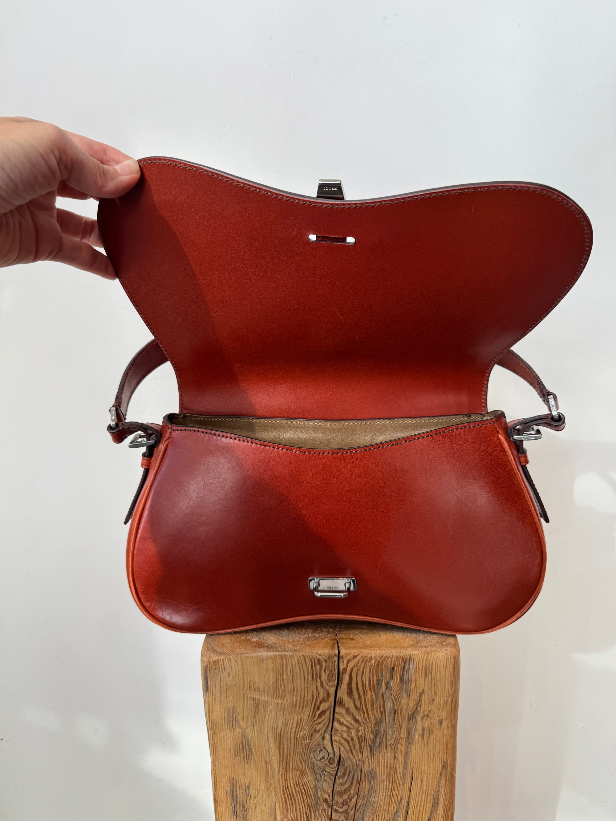 Prada Vitello England Shoulder Bag, Brown/Rust