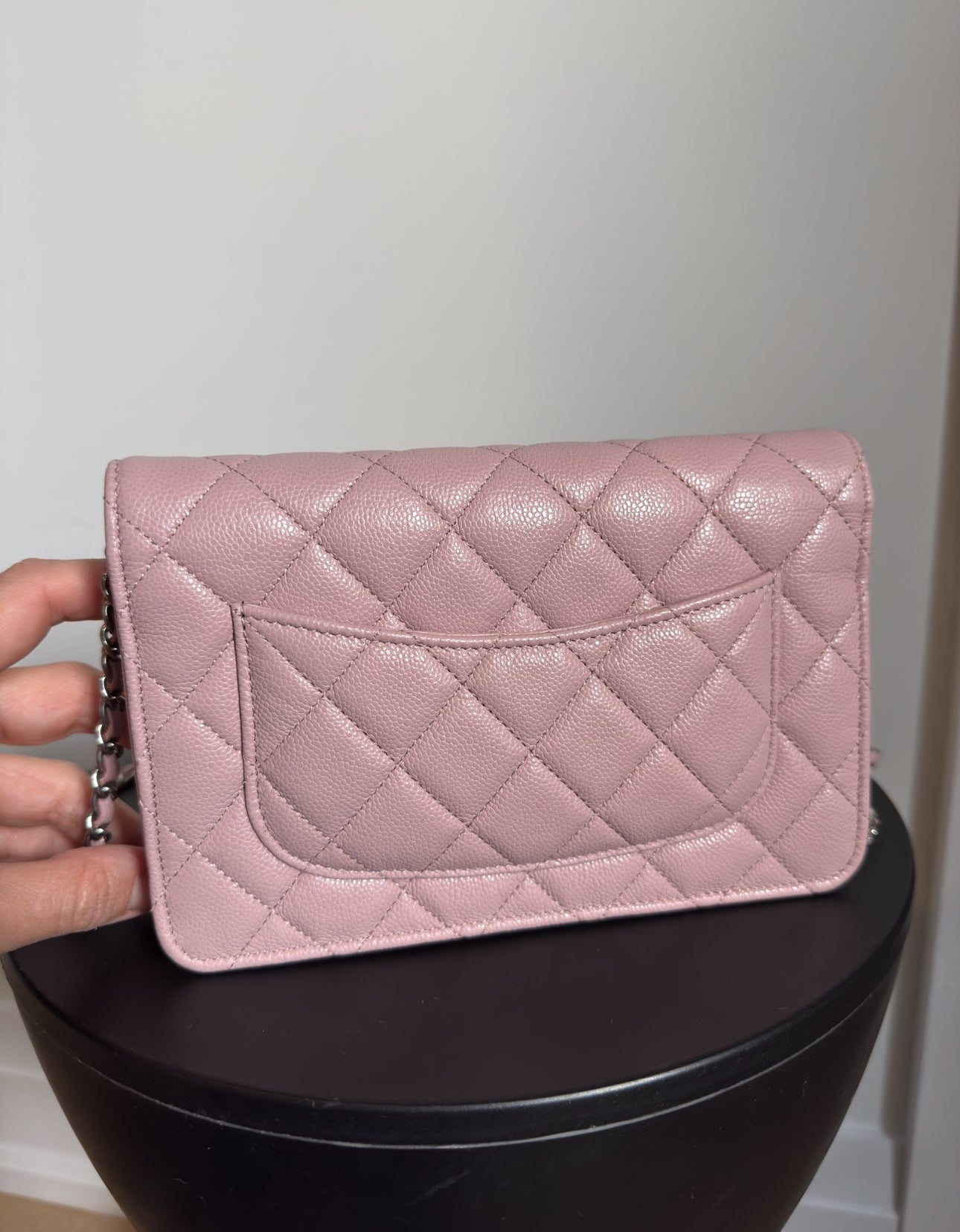 Chanel Wallet on Chain, 2023, Caviar Quilted Leather,  Pink with Silver Hardware
