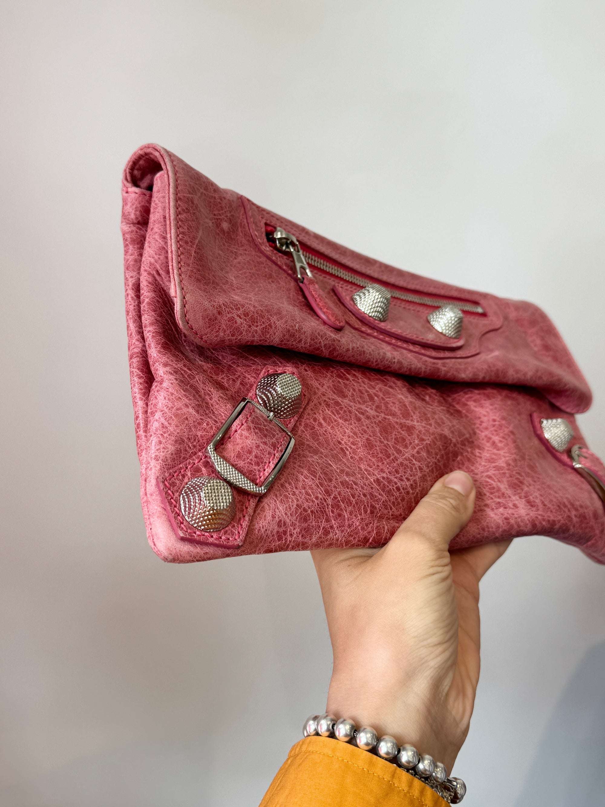 Balenciaga Foldover Clutch Pink