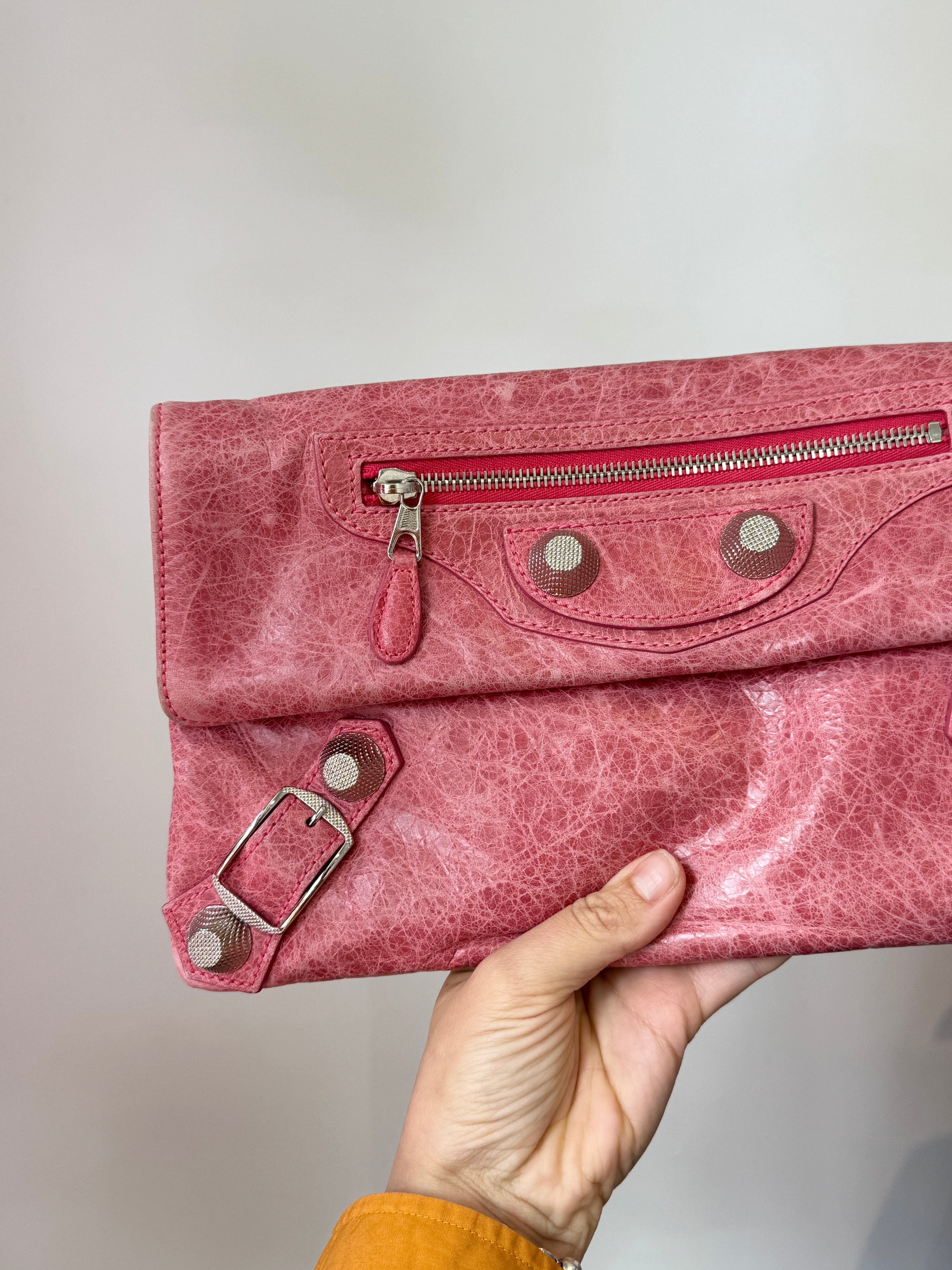 Balenciaga Foldover Clutch Pink