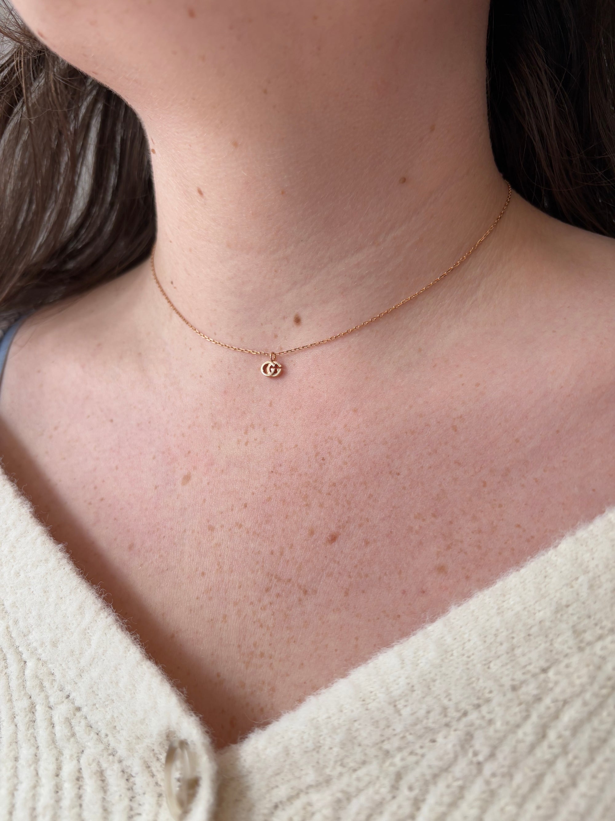 Gucci 18k Rose Gold Running GG Pendant Necklace