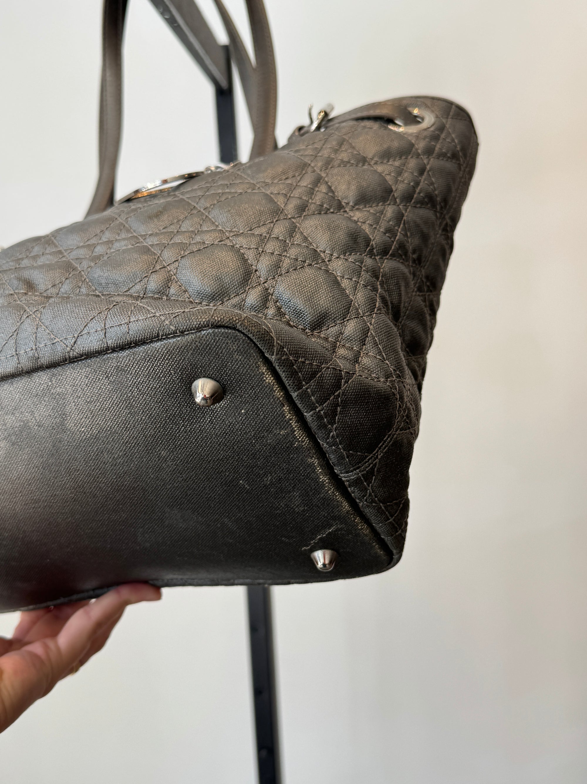 Christian Dior Cannage Tote Gunmetal