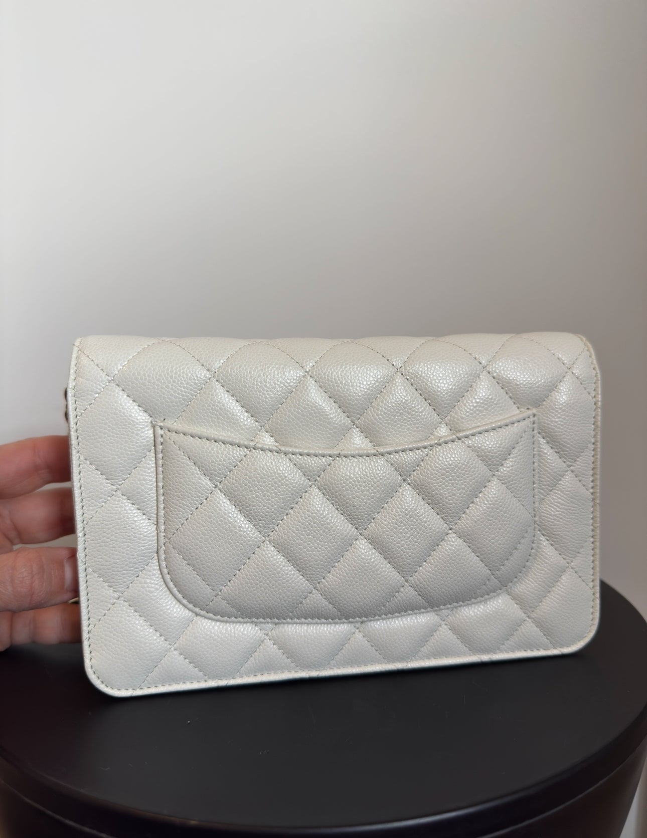 Chanel Wallet on Chain, 2023, Caviar Quilted Leather, White with Gold Hardware