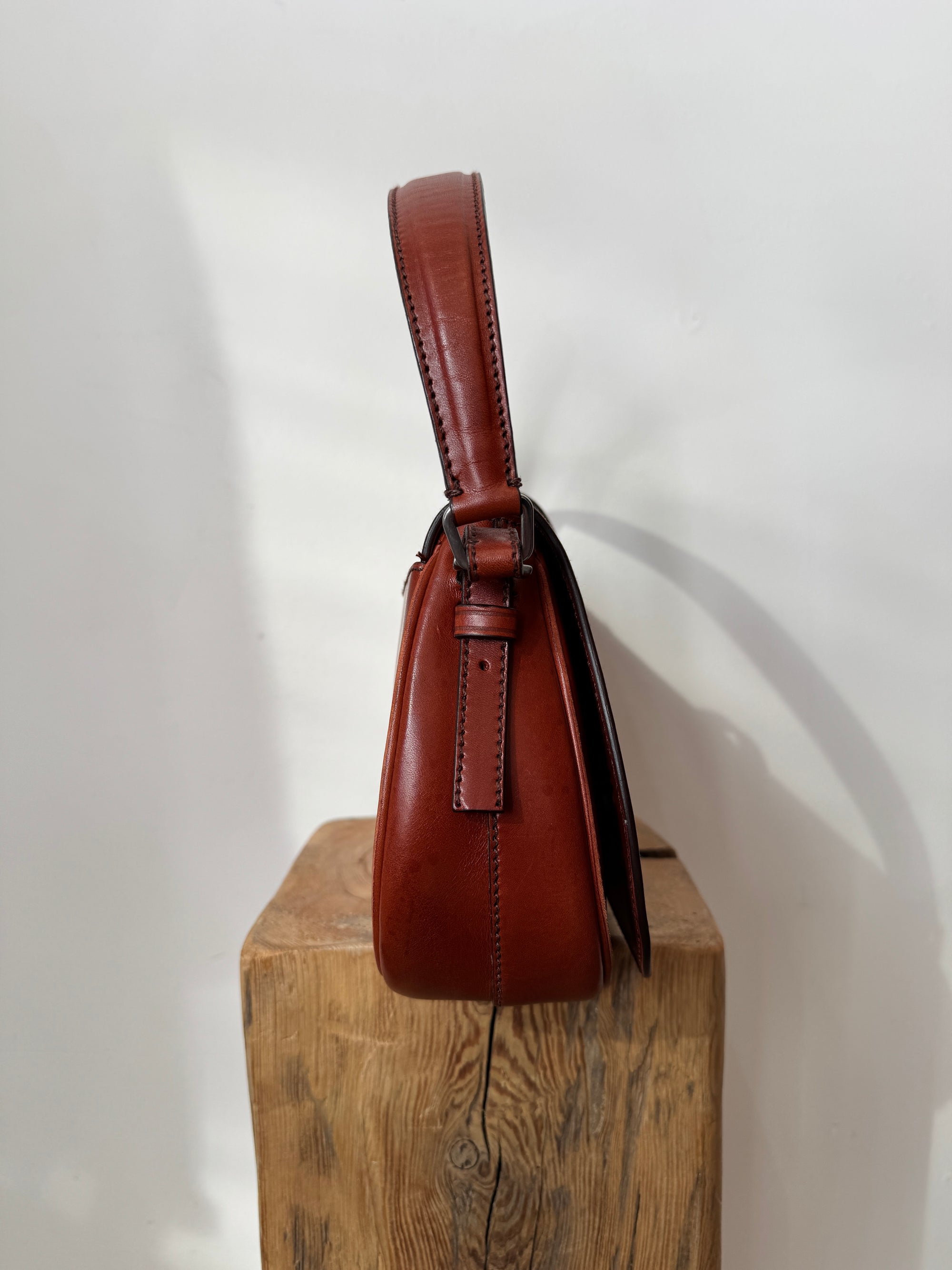 Prada Vitello England Shoulder Bag, Brown/Rust