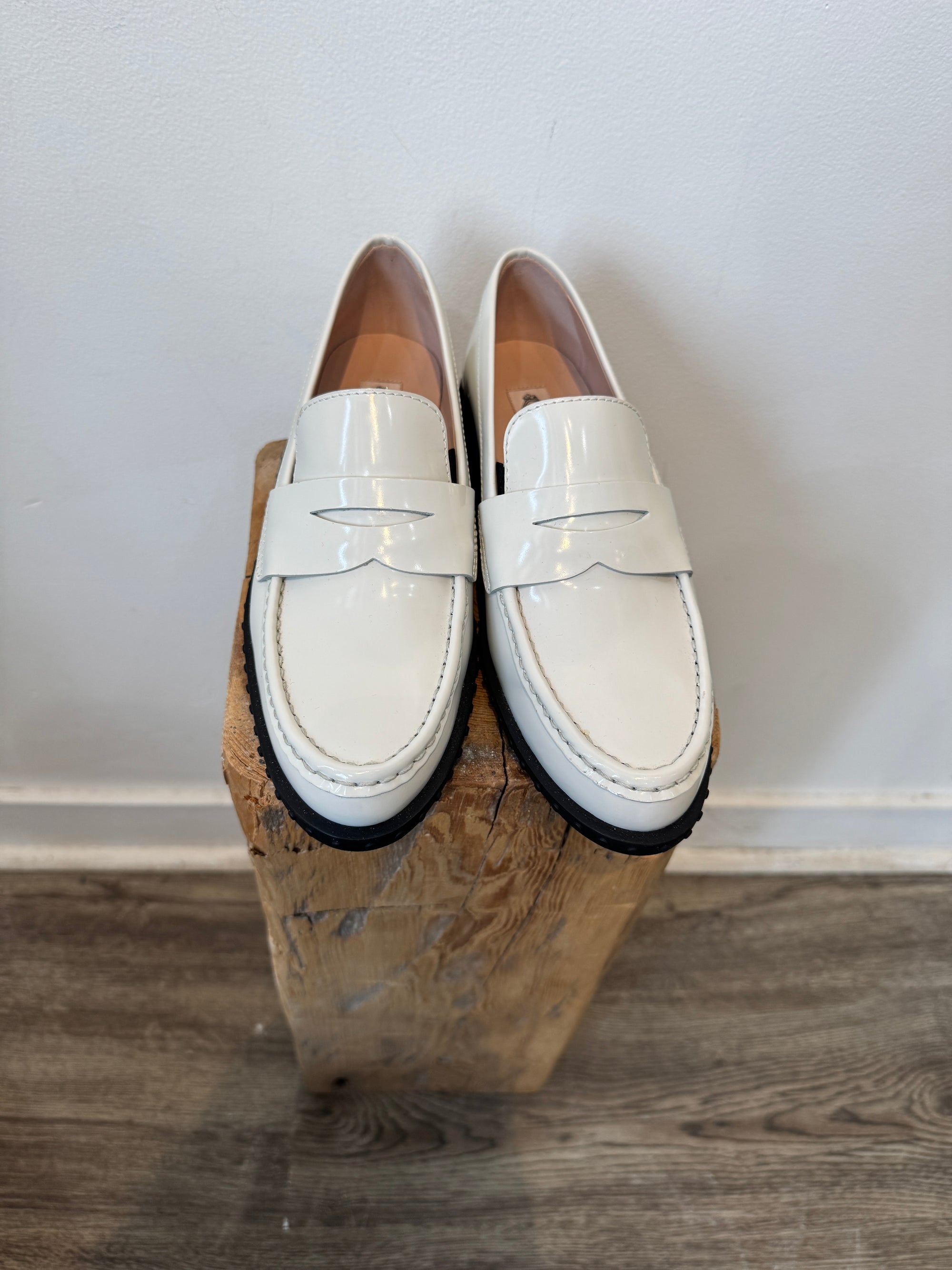 Tod's Mocassino Penny Loafers, White, 36.5