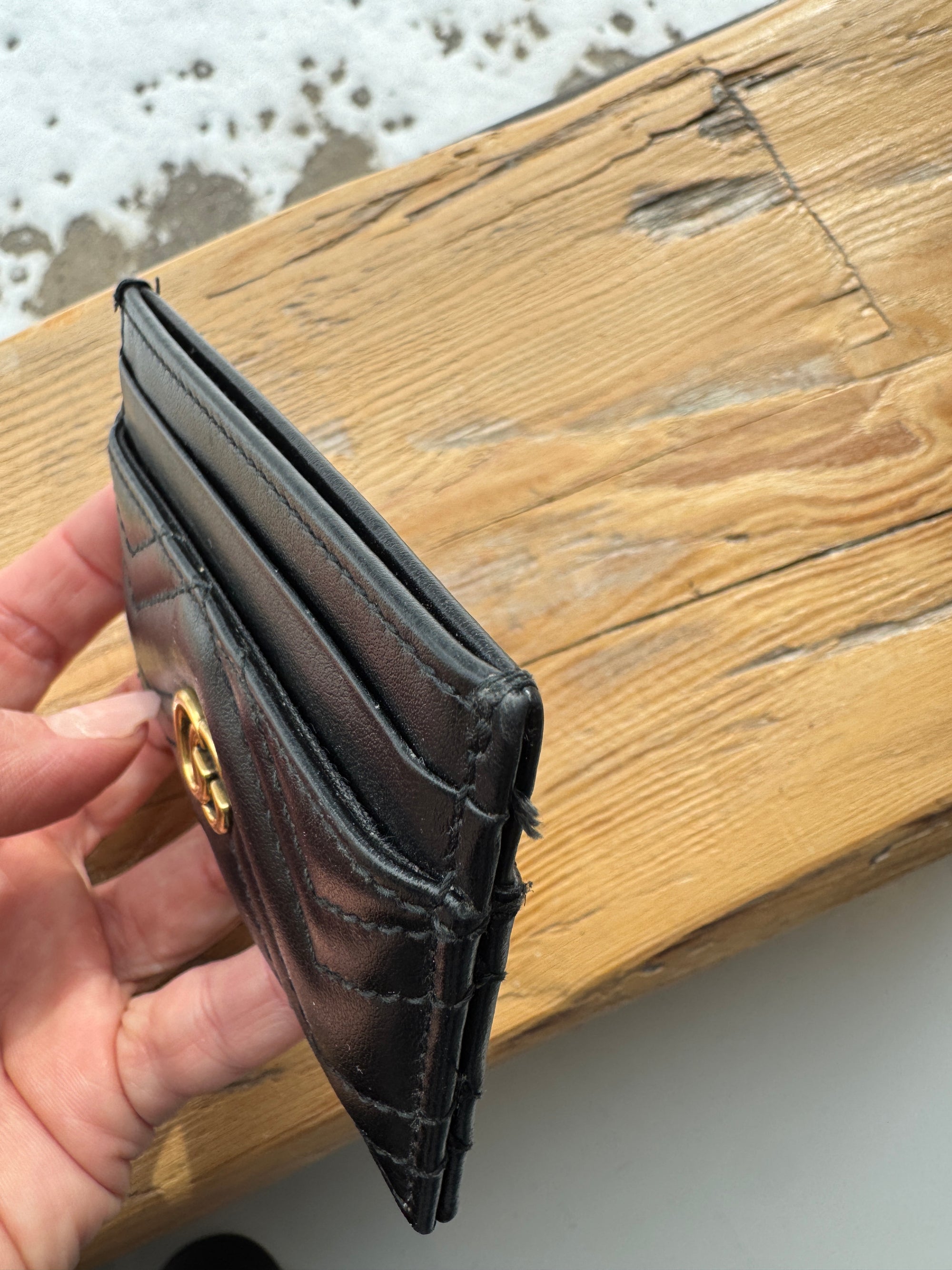 Gucci Marmont Card Holder, Black/Gold