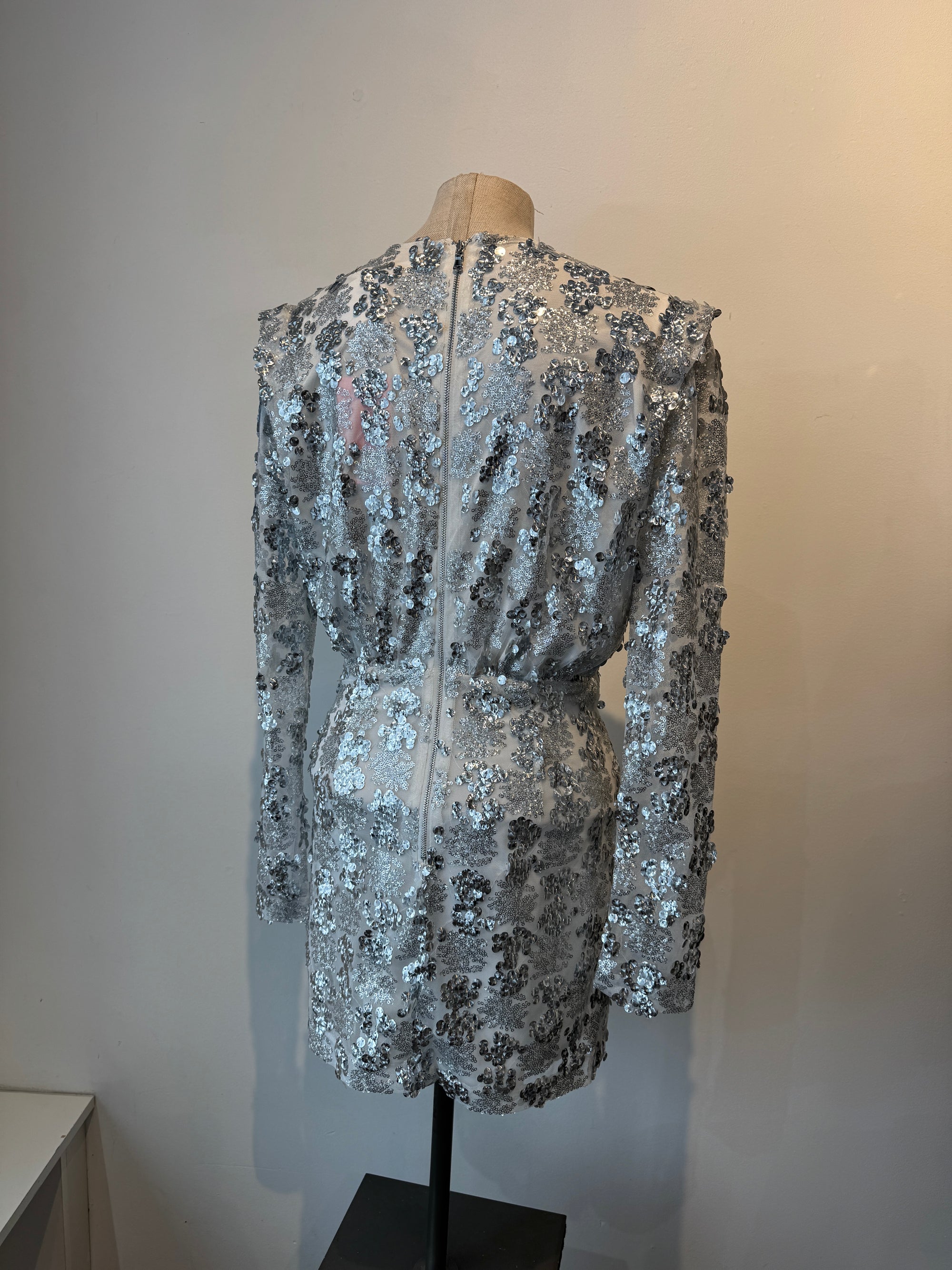 Amanda Uprichard Contessa sequin dress, Silver, XS