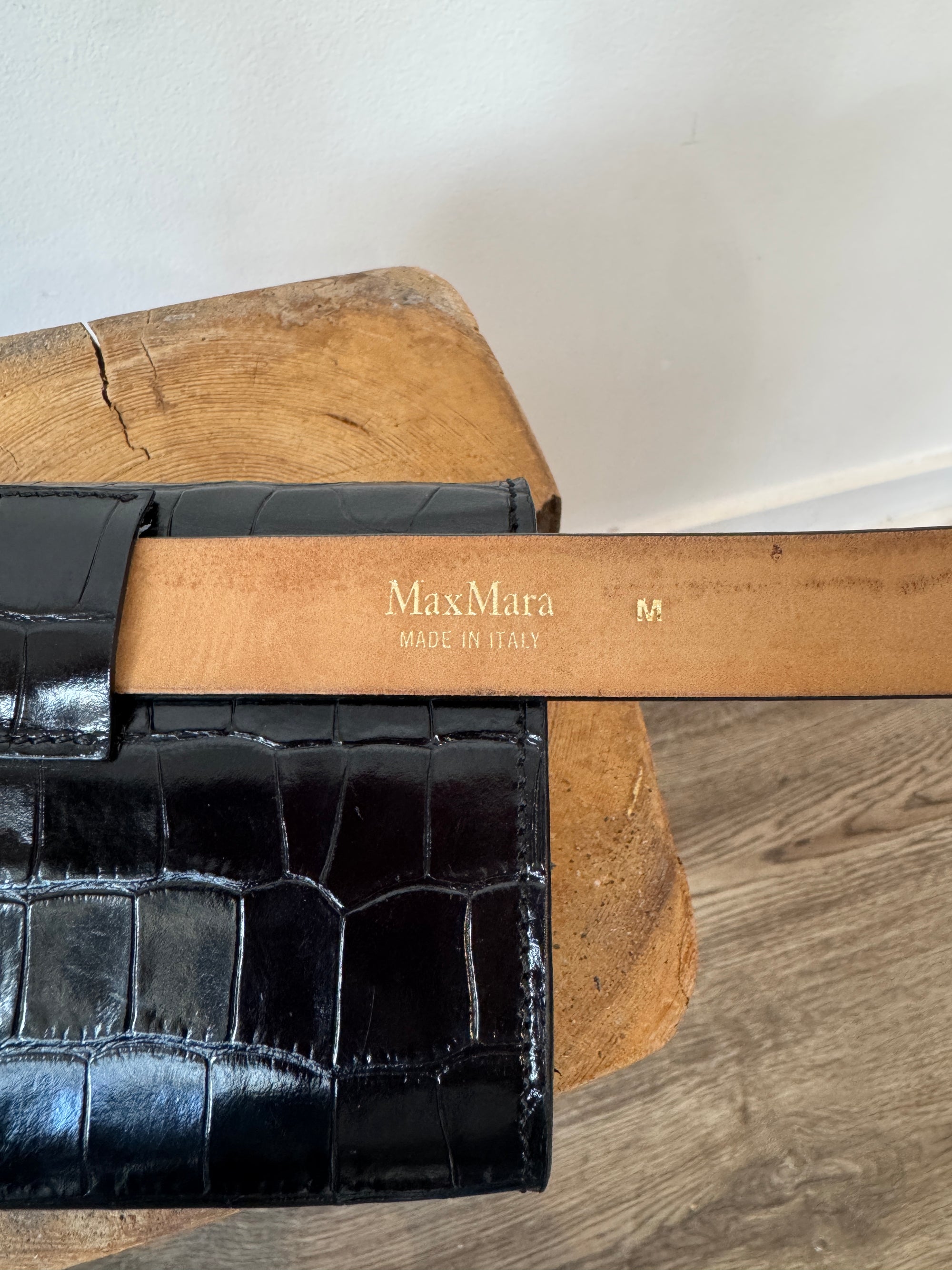 MaxMara leather croc belt bag, Black, Medium