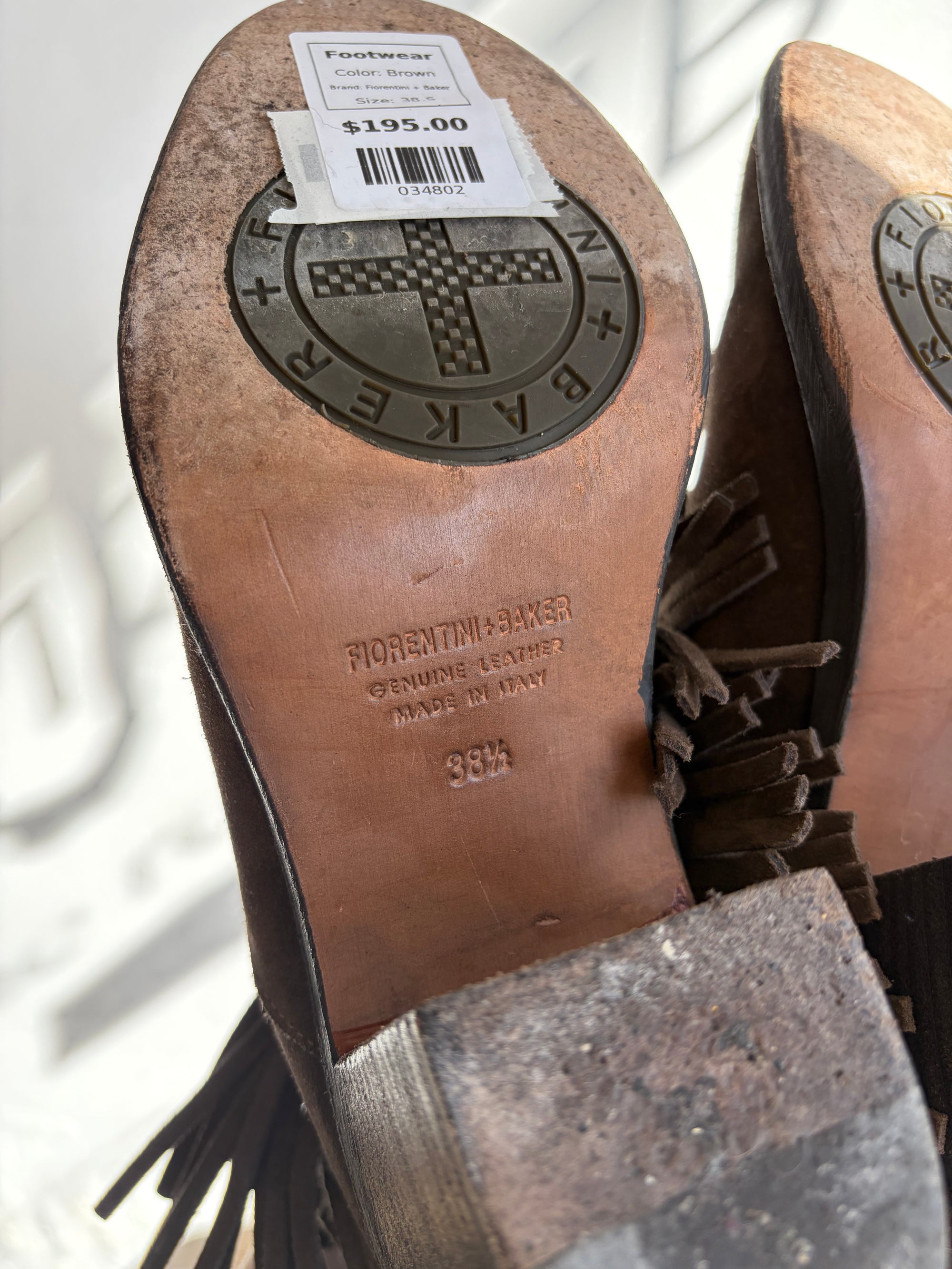 Fiorentini + Baker Suede Fringe Made in Italy Boots, Brown, 38.5