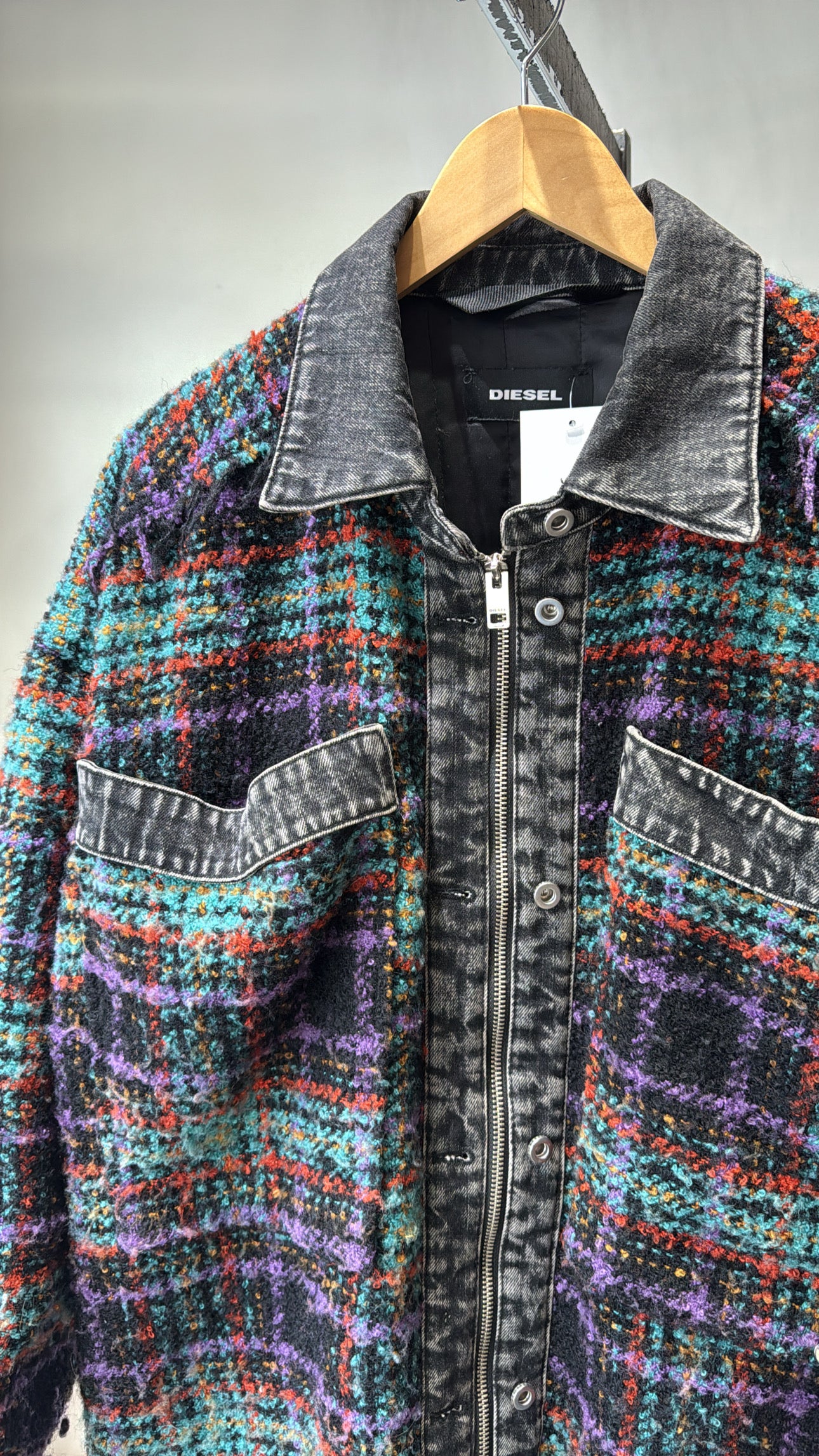 Diesel Jacket Tweed and Denim Multi, Medium