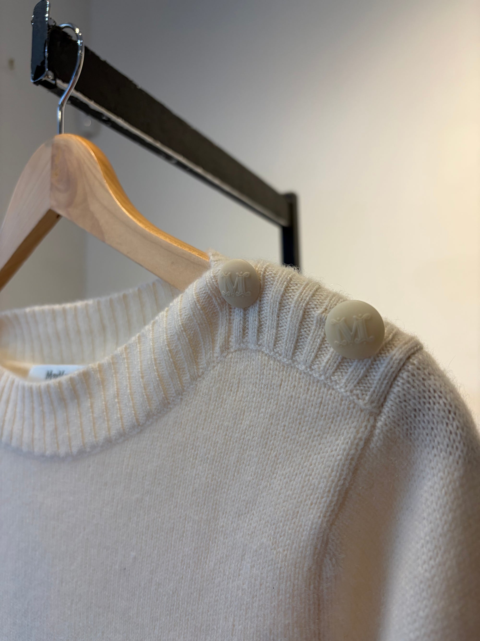 MaxMara boat neck cashmere blend sweater, Cream, M/L