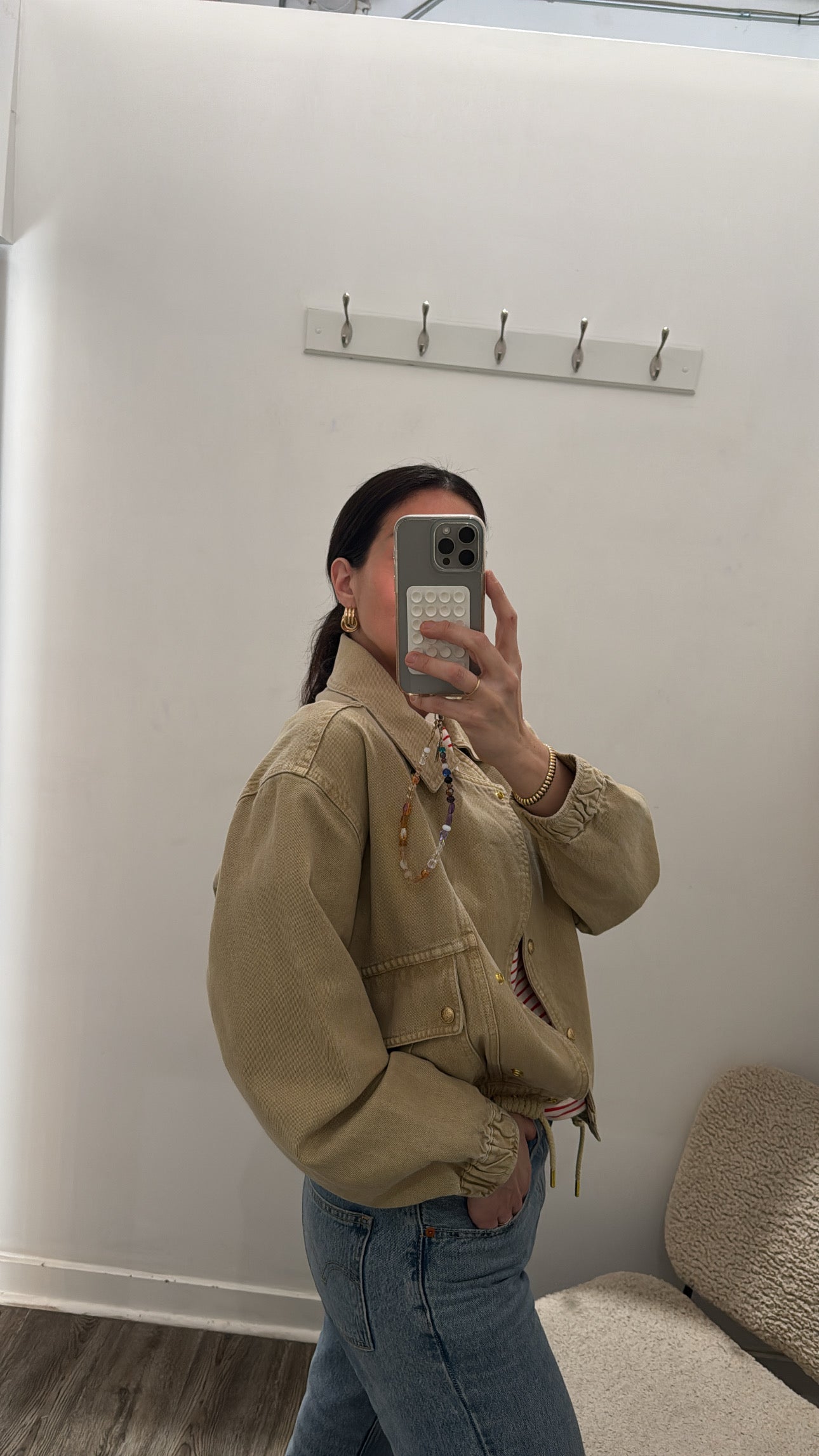 J Crew Relaxed Military Style Canvas Jacket, Beige, Medium