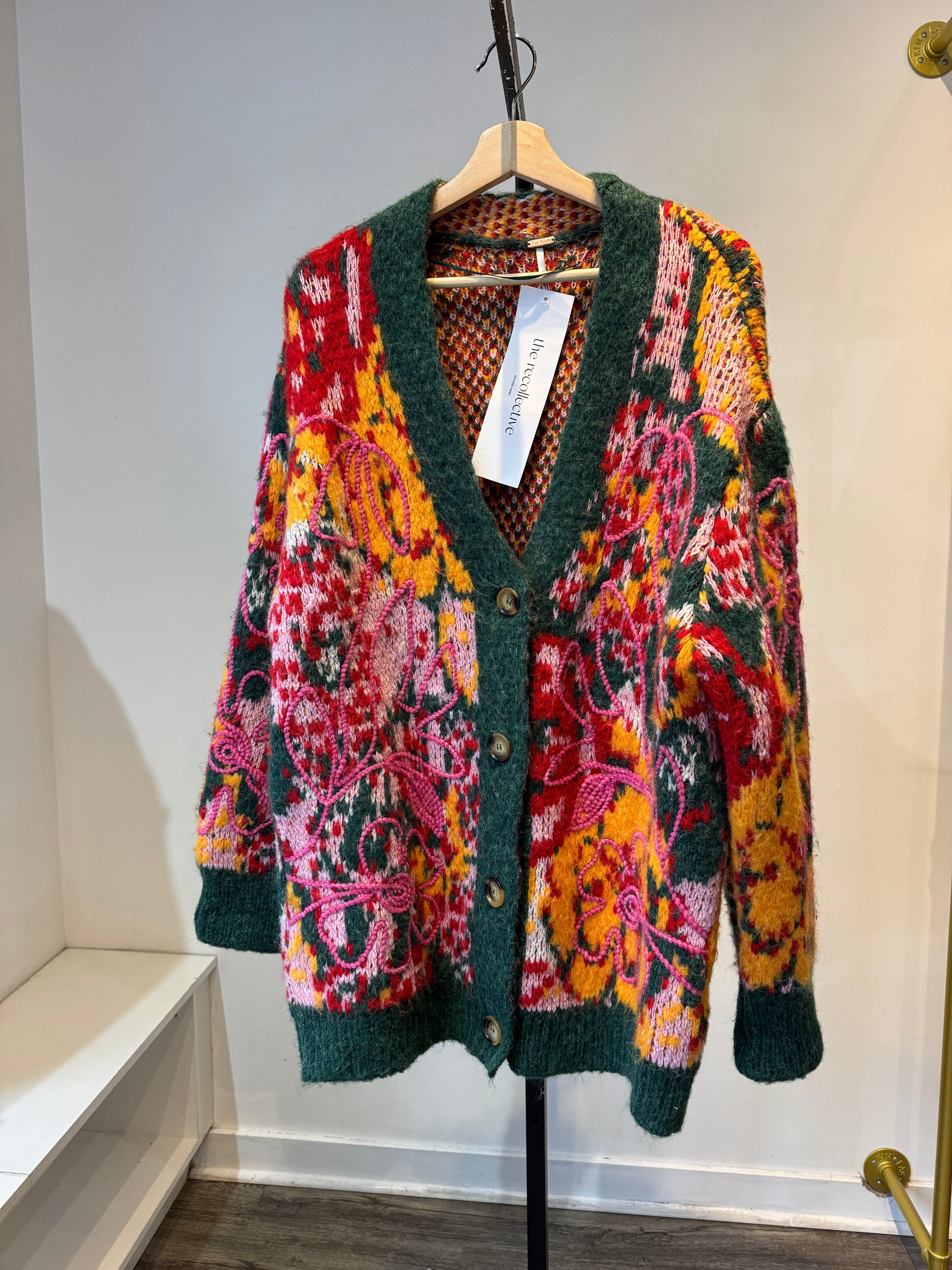 Free People Alexis Floral Cardigan, Multi, XS