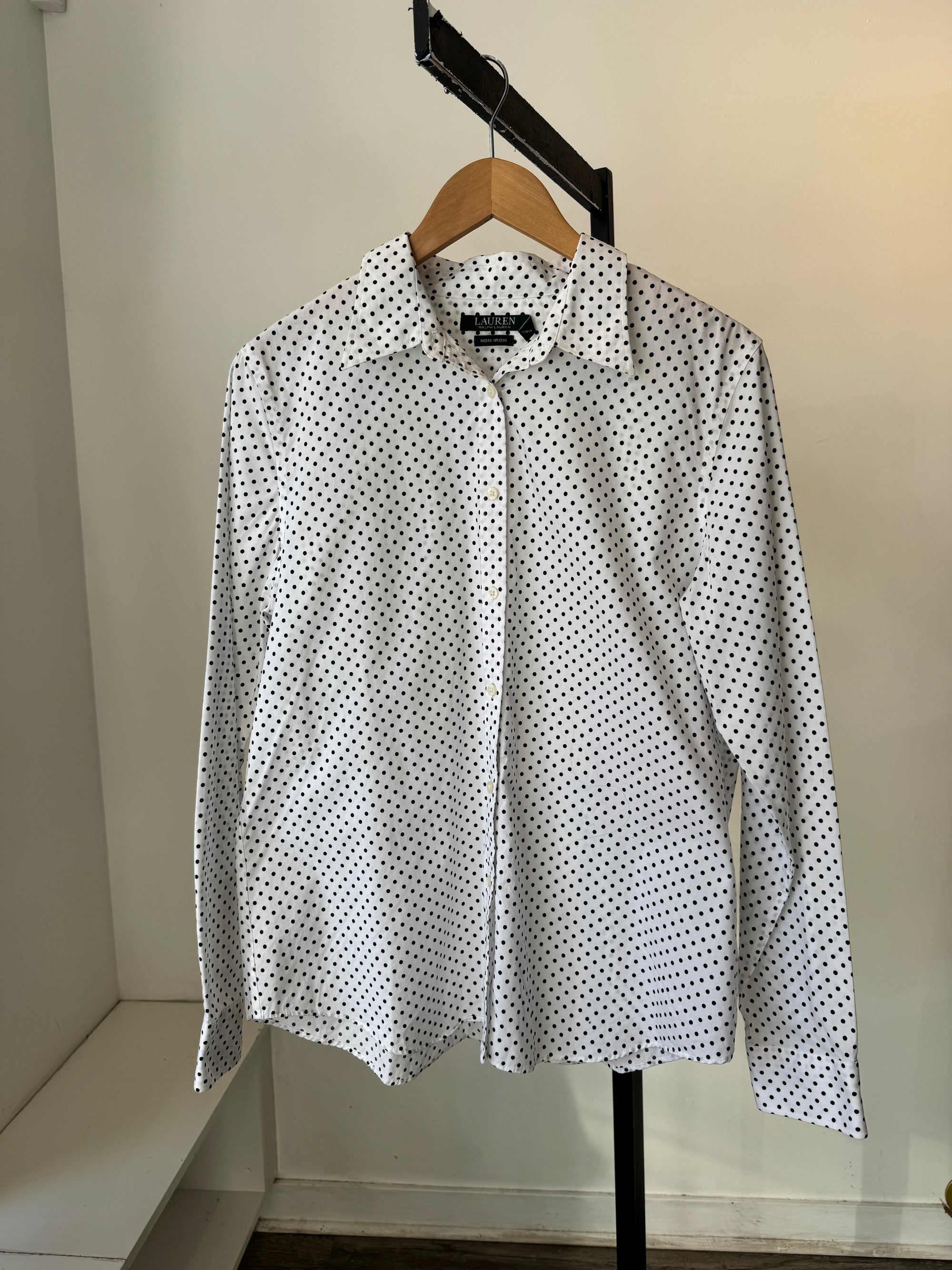 Lauren Ralph Lauren polka dot blouse, White Black, XL