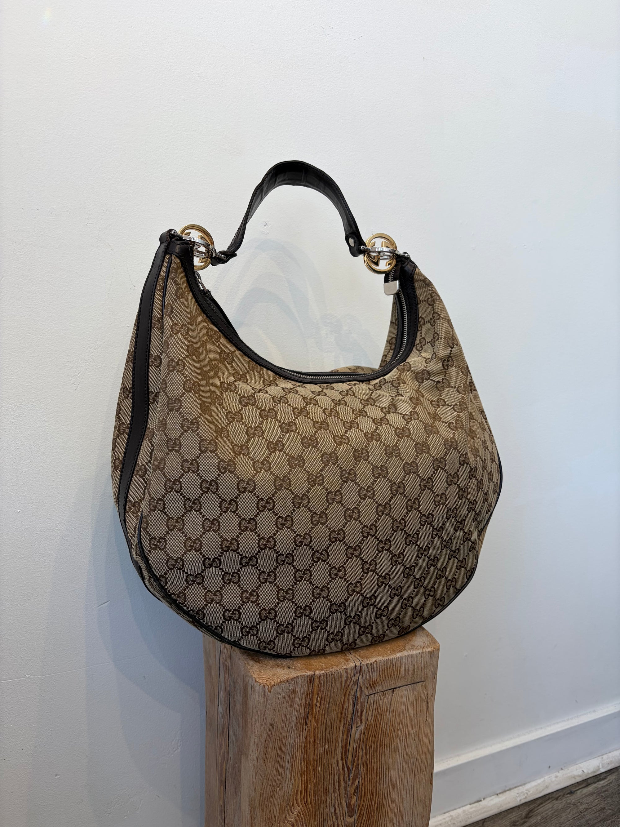 Gucci Large Twins Hobo Bag, Brown, Large