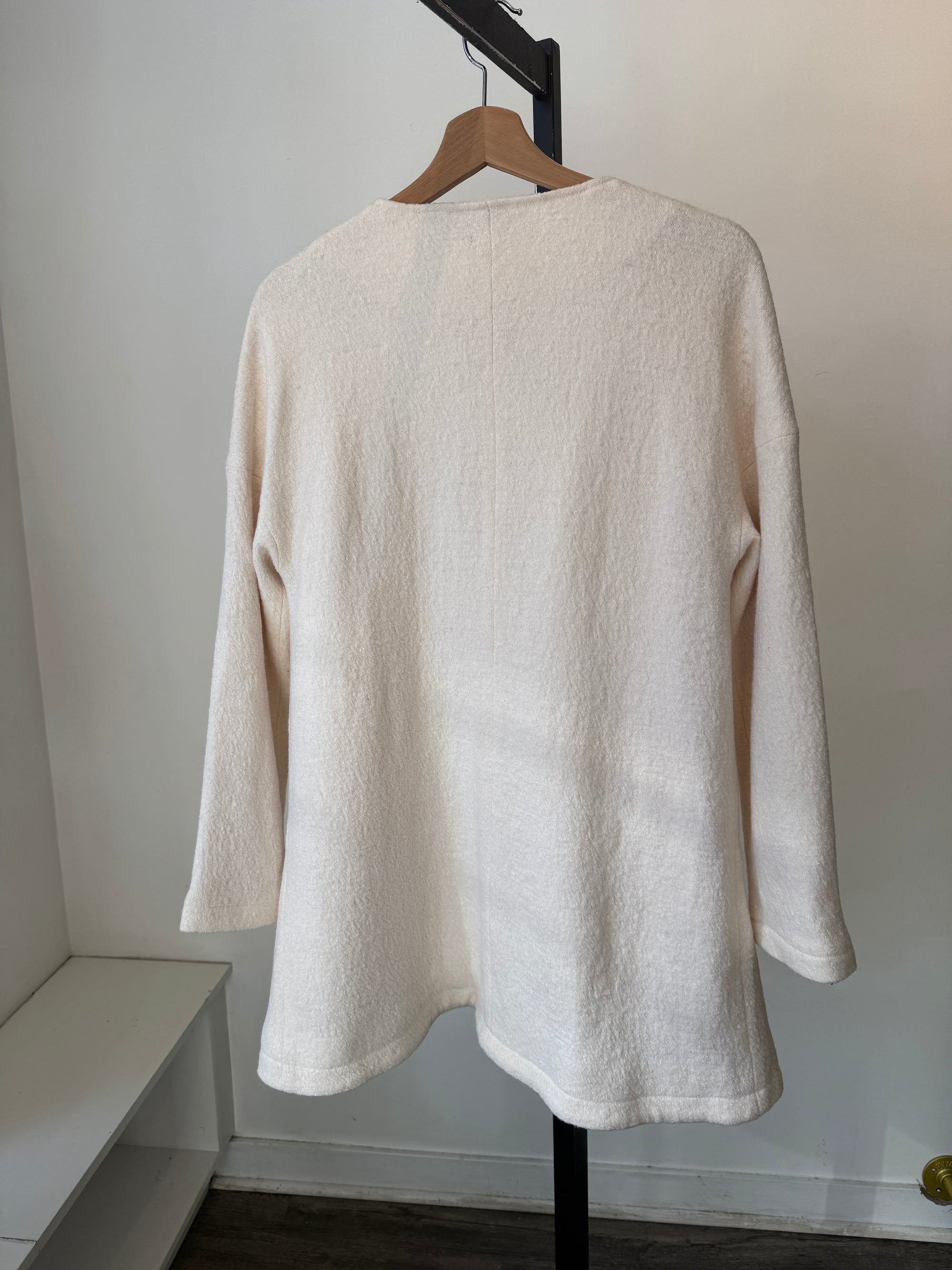 Emma Knudsen Lined Textured Open Cardigan, Cream, XS