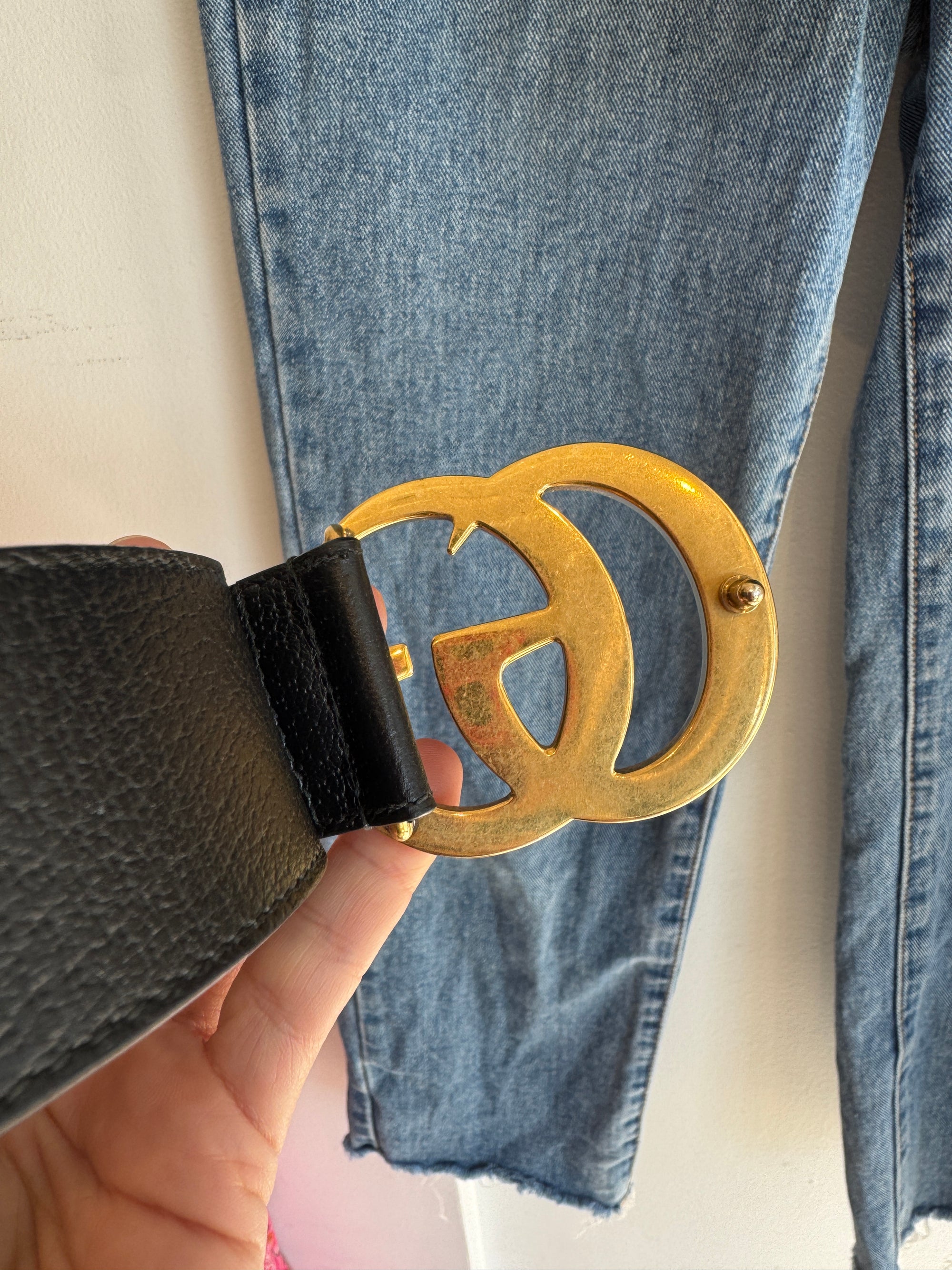 Gucci GG Wide Belt Black/Gold, 85/34